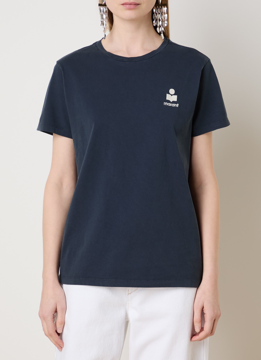 Isabel Marant Aby T-shirt met logoborduring - detail 4 donkerblauw