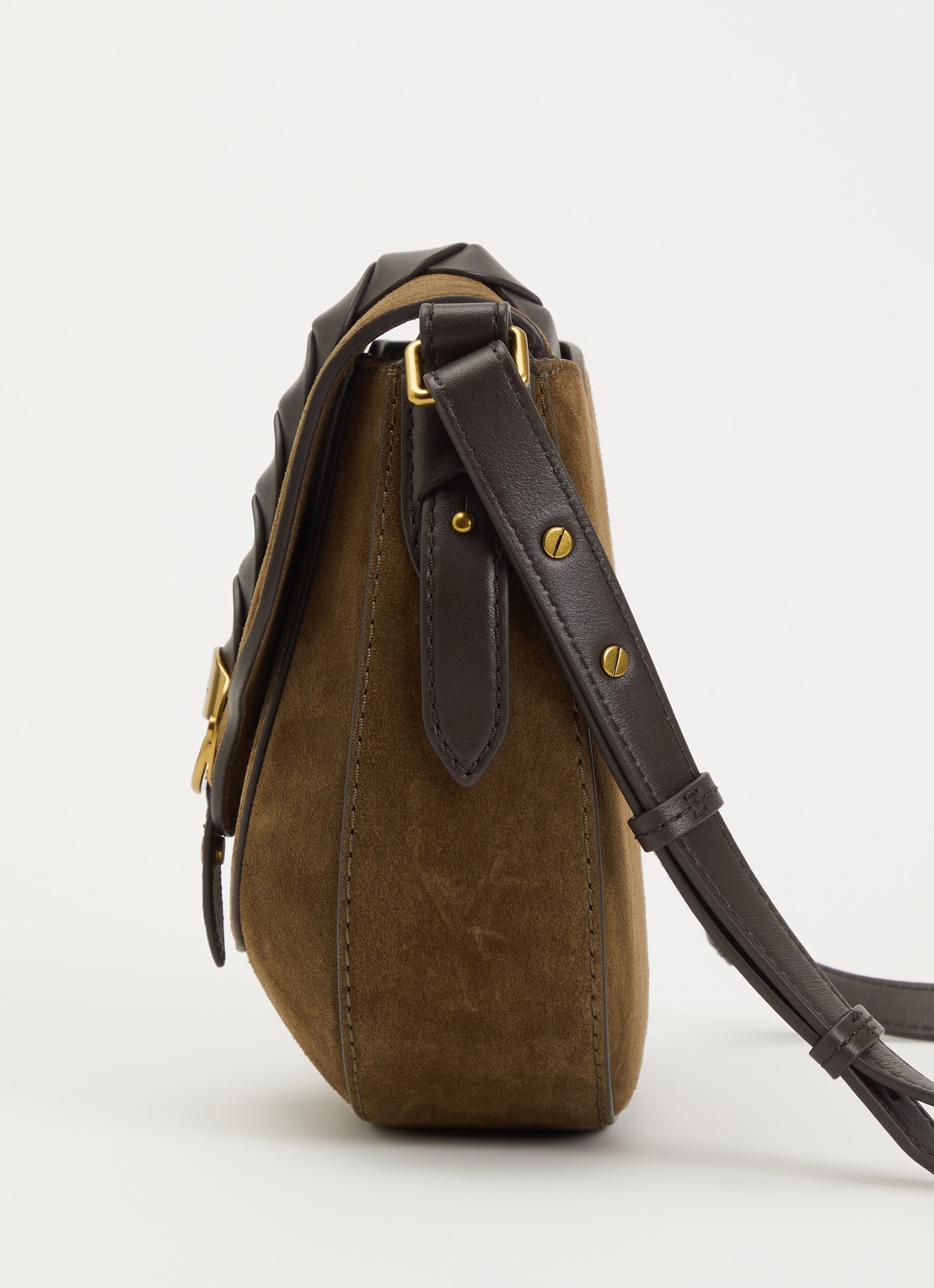 Isabel Marant Altay Small crossbodytas van kalfssuède - detail 2 donkerkhaki