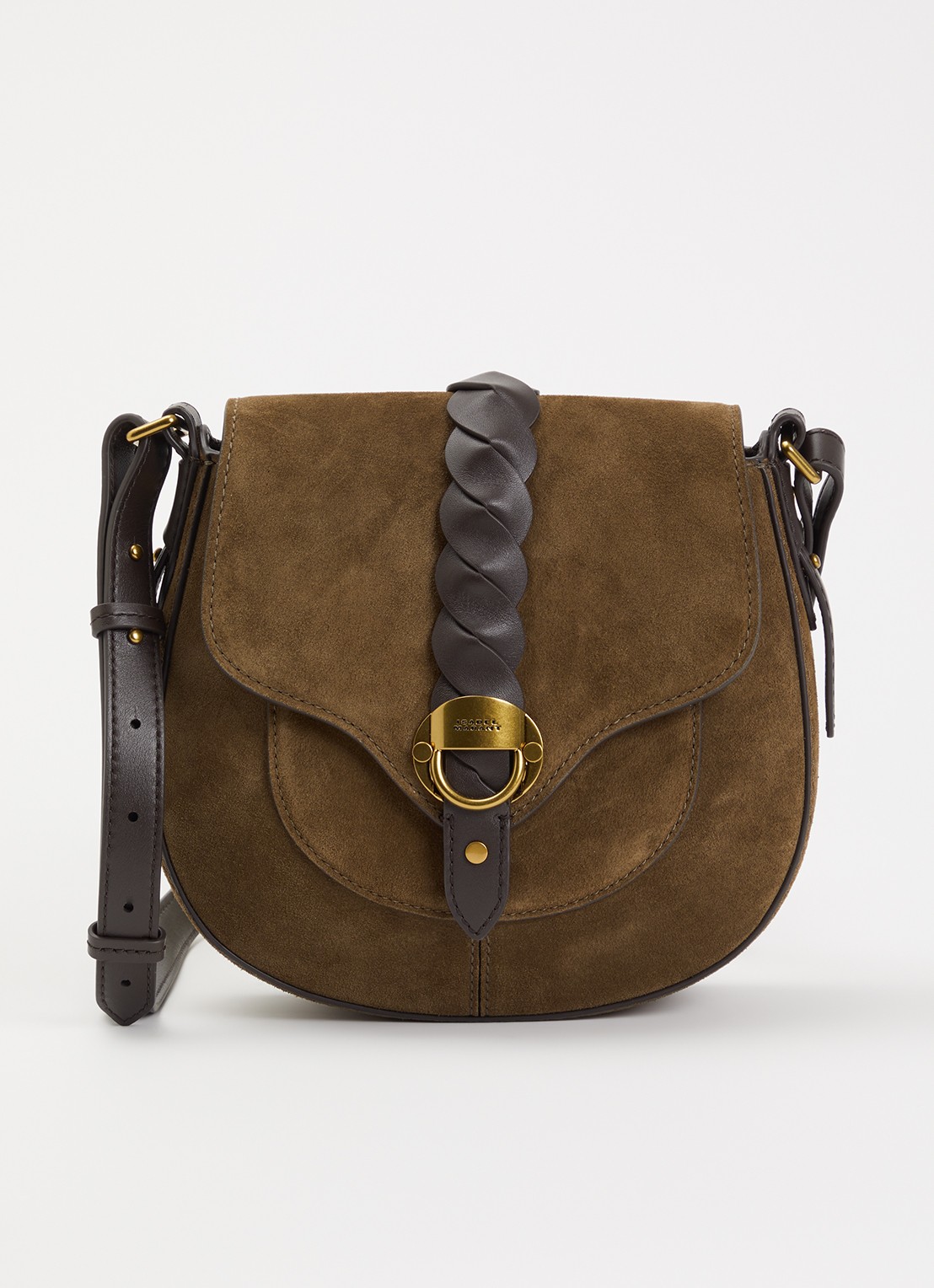 Isabel Marant Altay Small crossbodytas van kalfssuède - voorkant 5 donkerkhaki