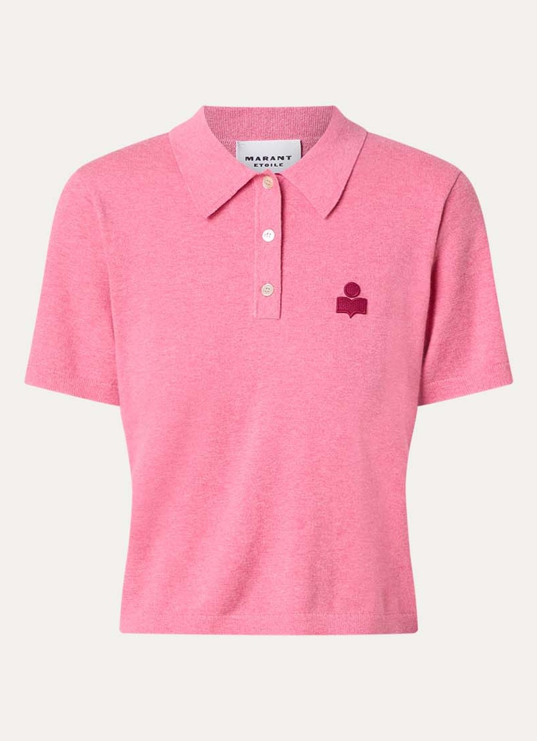 Isabel Marant Althea polo met logoborduring - voorkant roze