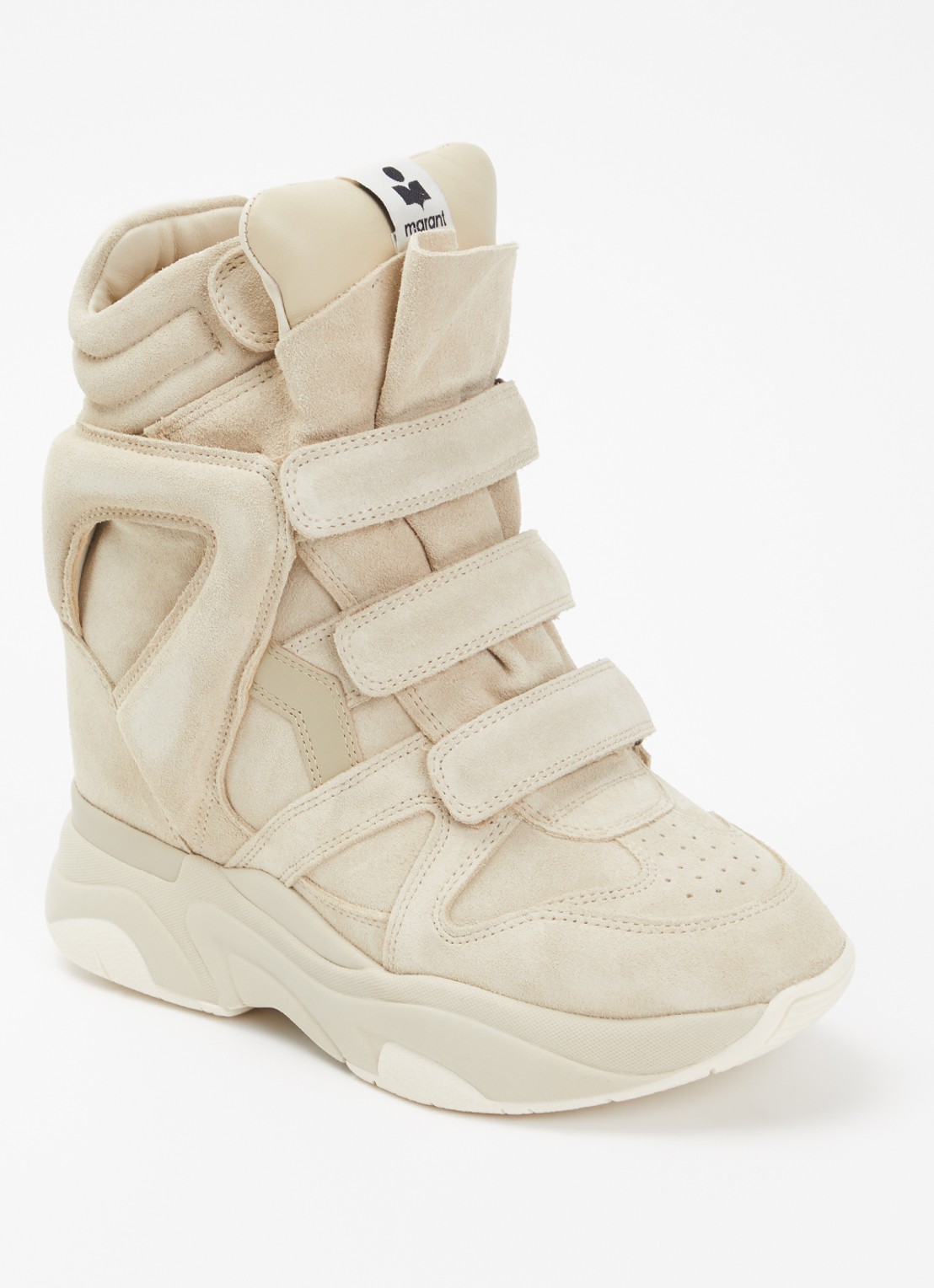 Isabel Marant Balskee sneakerwedge van suède - voorkant beige
