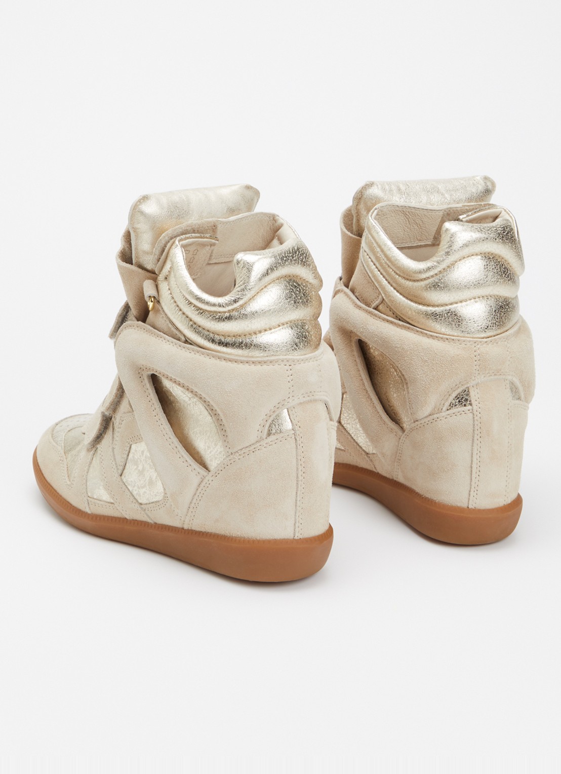 Isabel Marant Bekett Ring sneakerwedge van kalfssuède met details van leer - achterkant 5 beige
