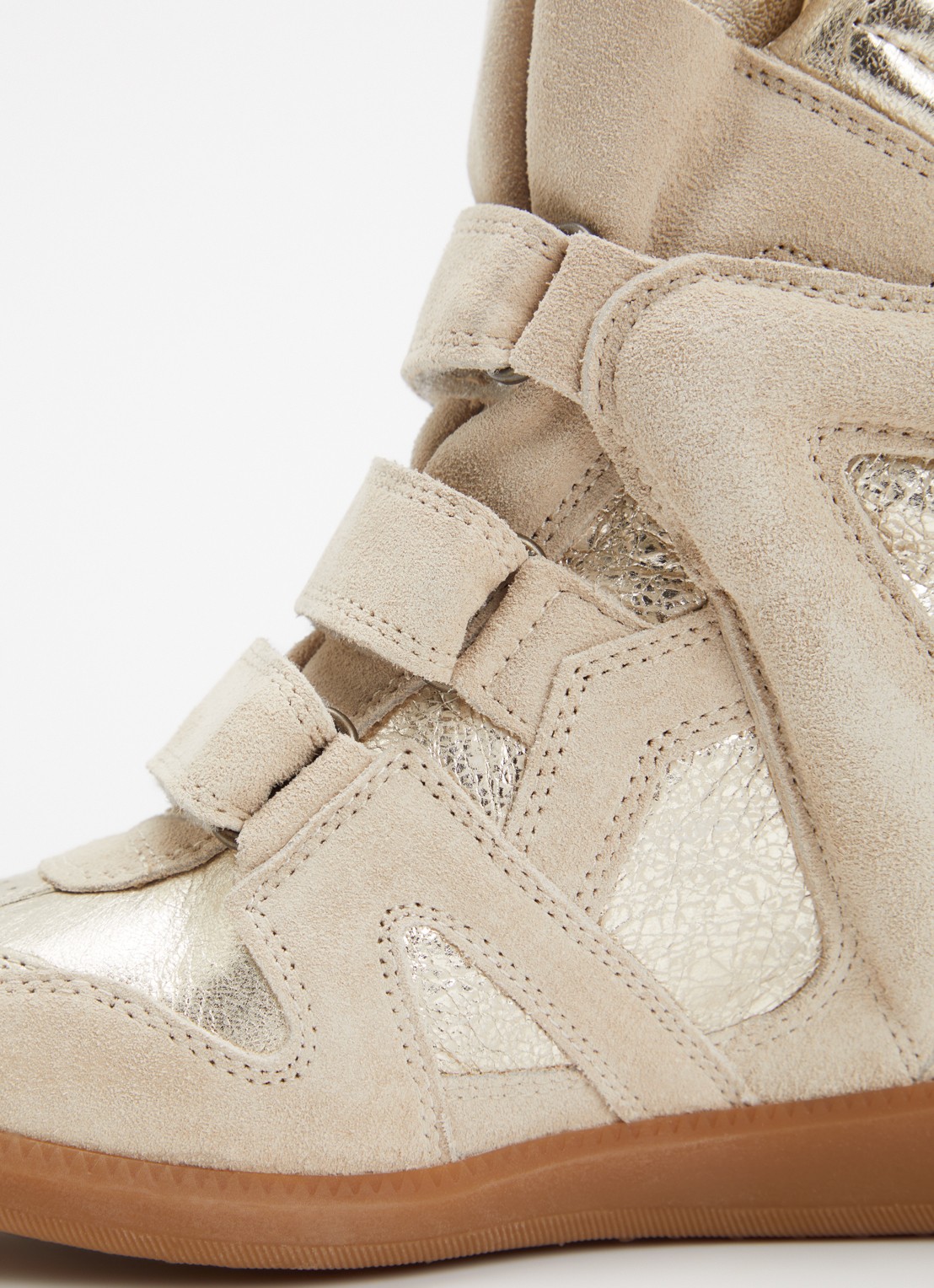 Isabel Marant Bekett Ring sneakerwedge van kalfssuède met details van leer - detail 3 beige