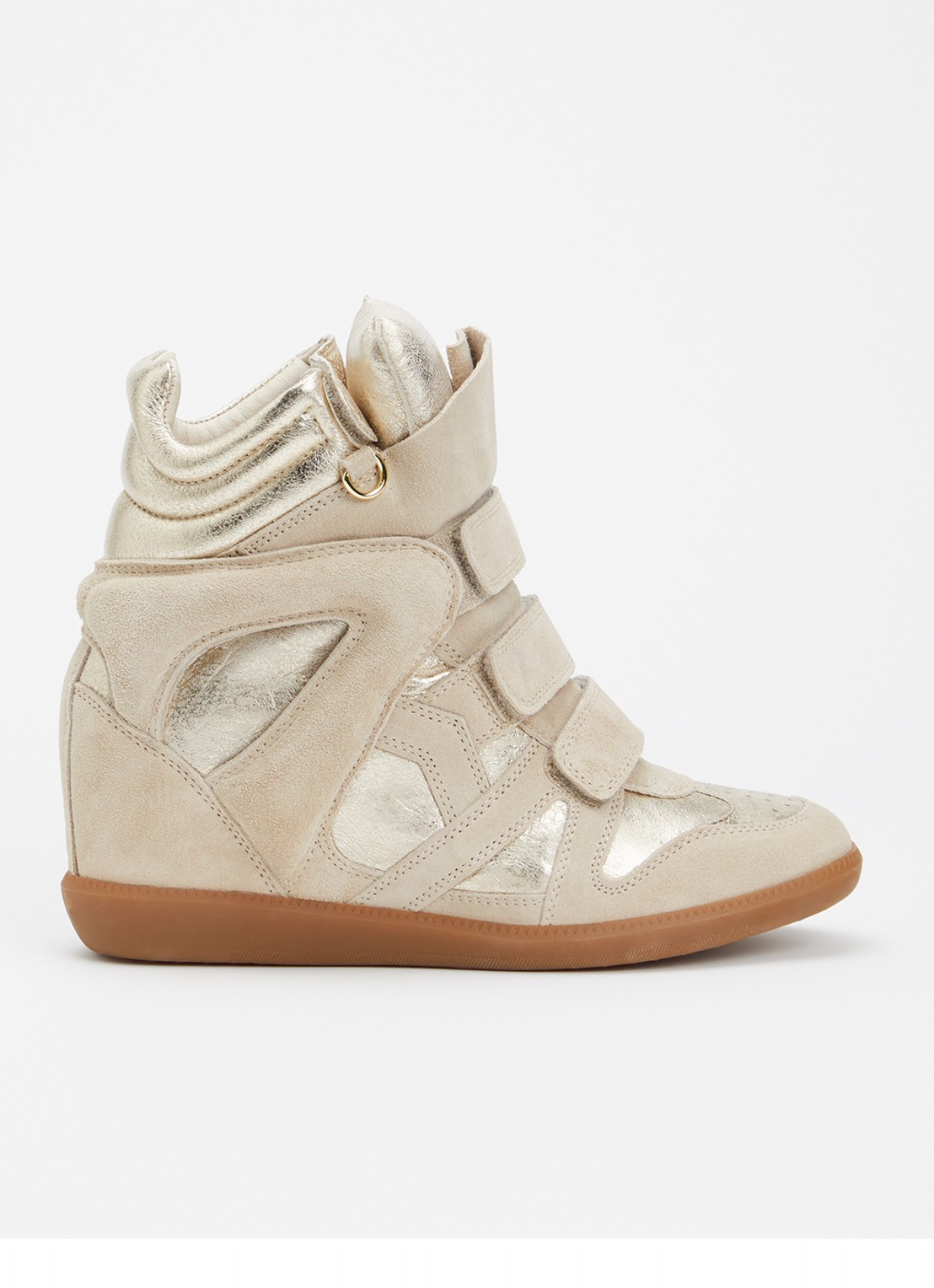 Isabel Marant Bekett Ring sneakerwedge van kalfssuède met details van leer - voorkant 4 beige