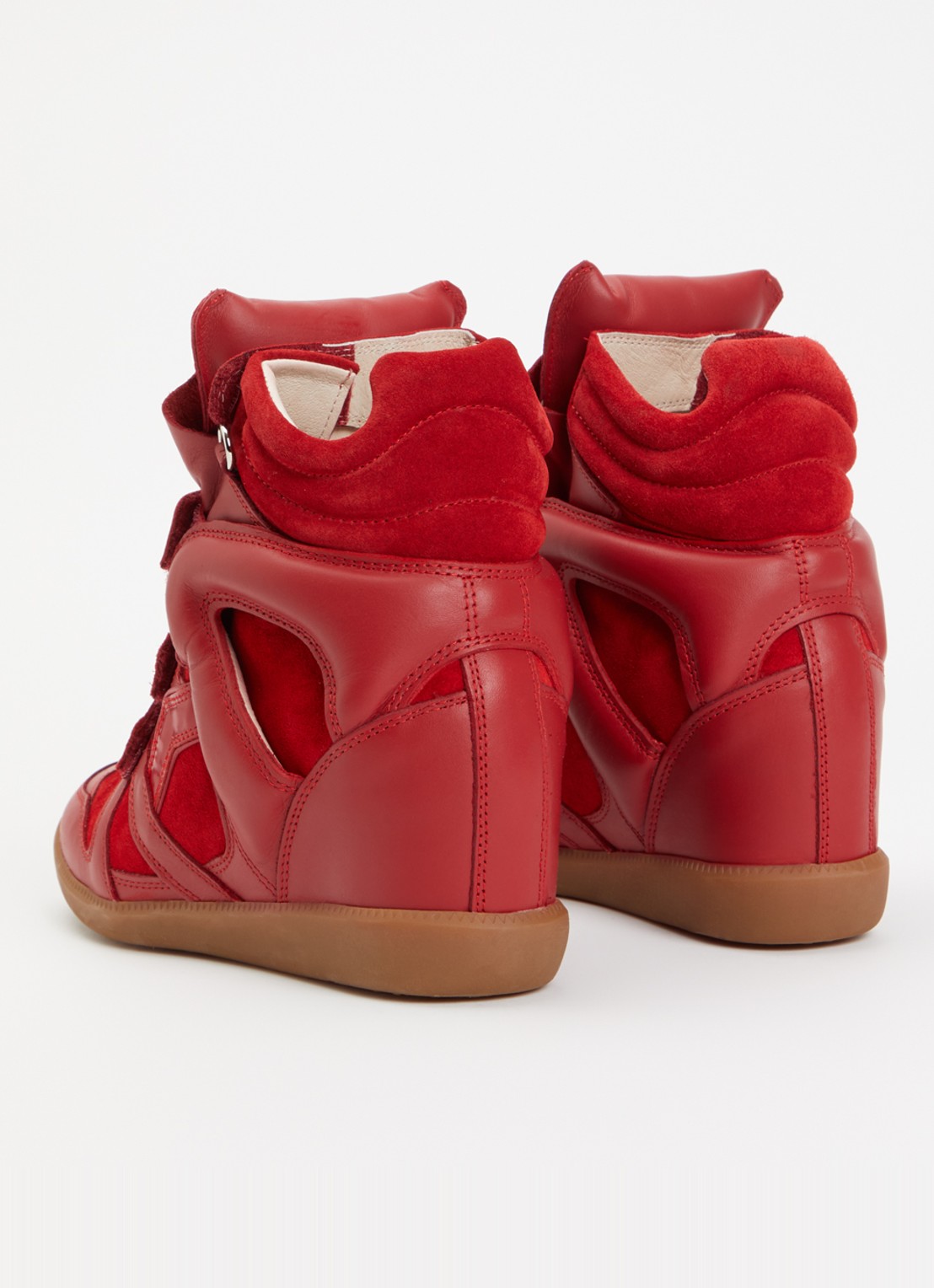 Isabel Marant Bekett Ring sneakerwedge van suède met details van leer - achterkant 4 rood