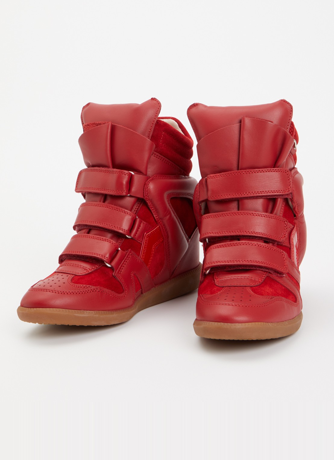 Isabel Marant Bekett Ring sneakerwedge van suède met details van leer - detail rood