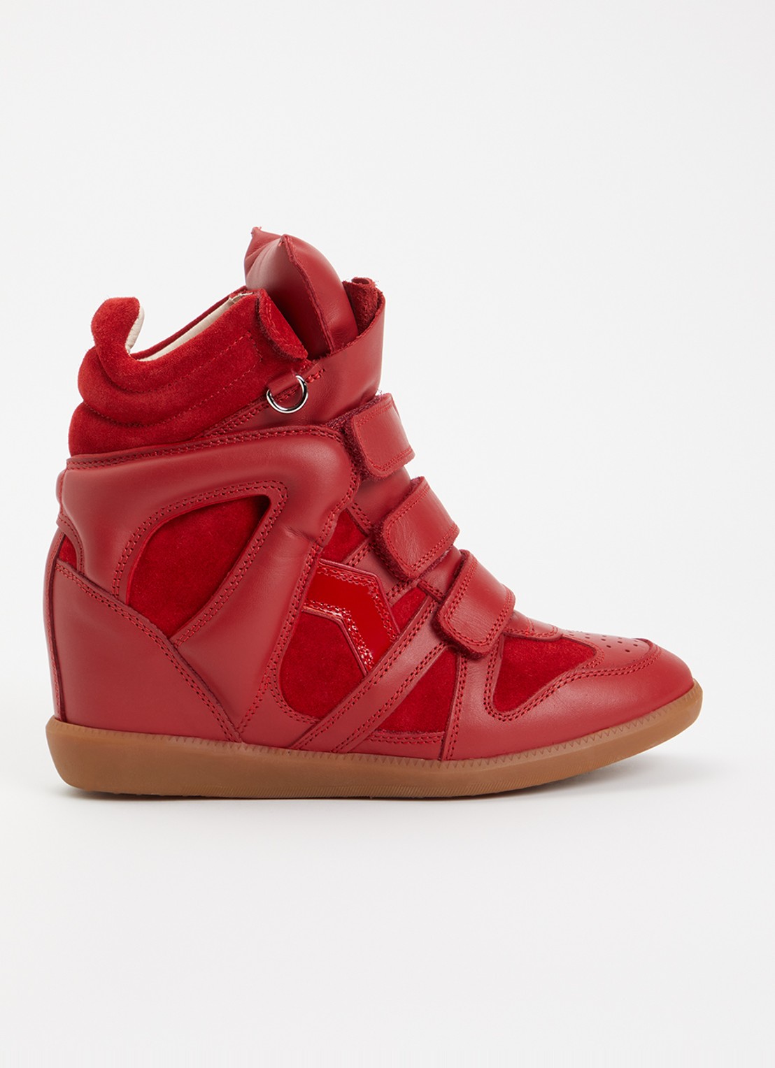 Isabel Marant Bekett Ring sneakerwedge van suède met details van leer - voorkant 5 rood
