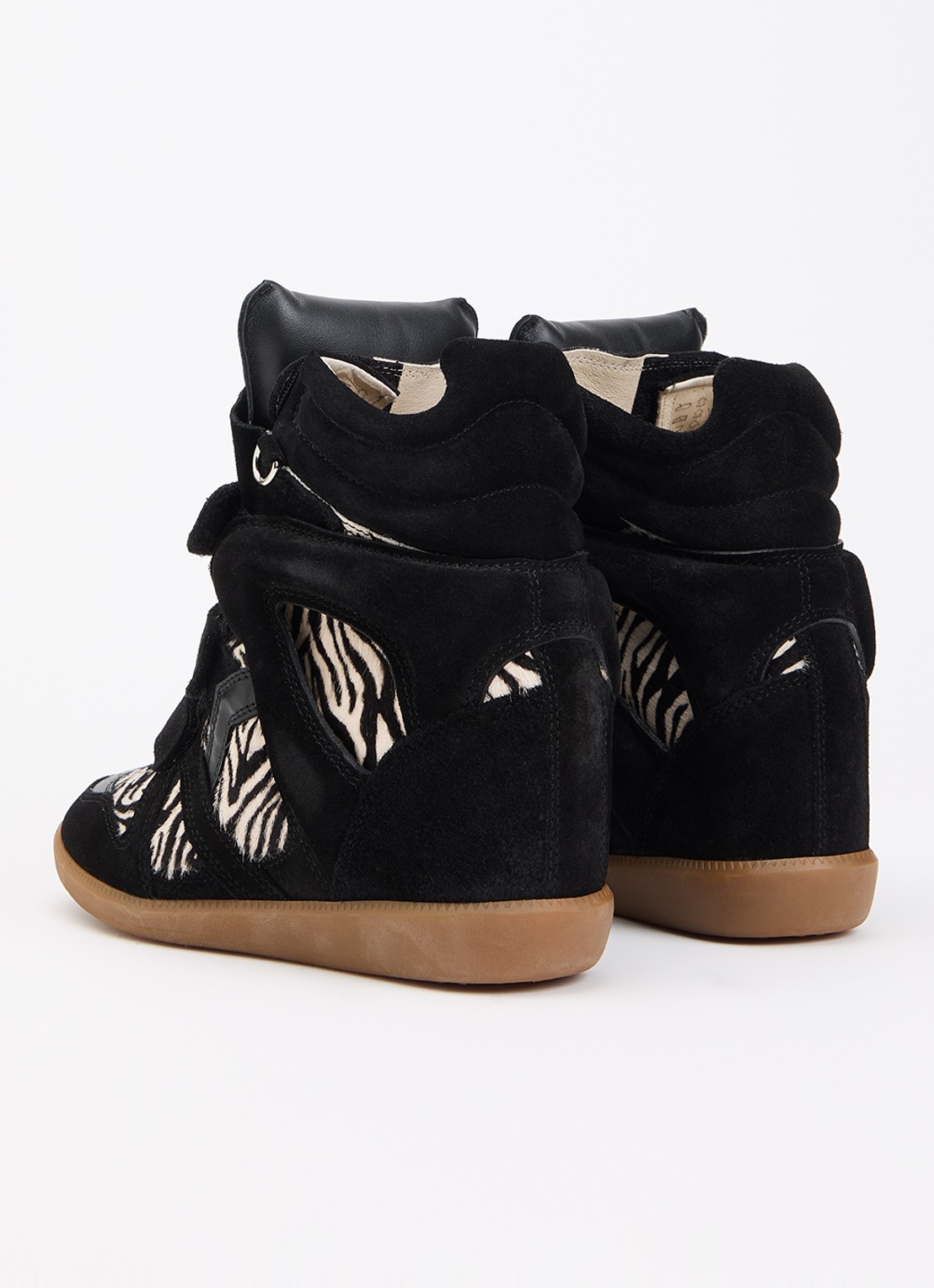 Isabel Marant Bekett Ring sneakerwedge van suède met details van ponyhair - achterkant 4 zwart