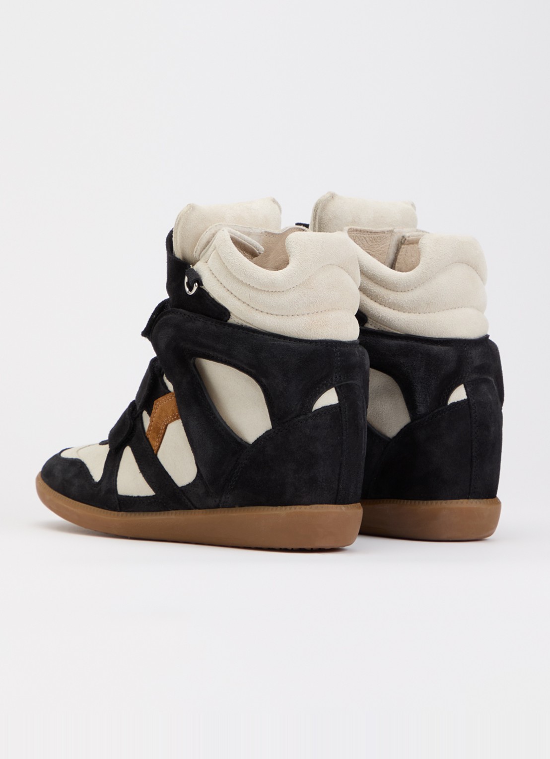 Isabel Marant Bekett Ring sneakerwedge van suède - achterkant zwart