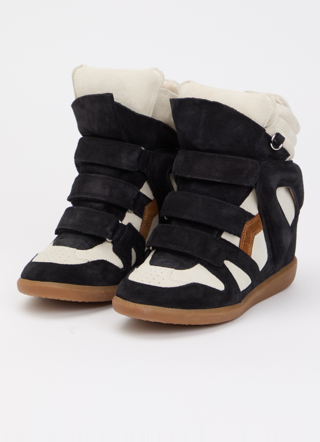 Isabel Marant Bekett Ring sneakerwedge van suède - detail 2 zwart