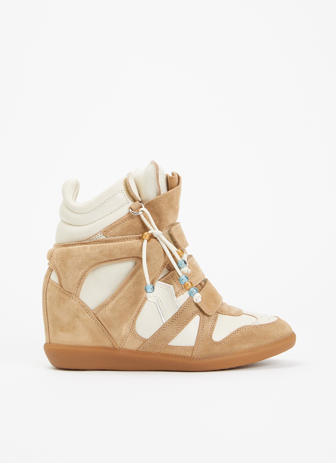 Isabel Marant Bekett sneakerwedge van kalfssuède - voorkant 4 beige