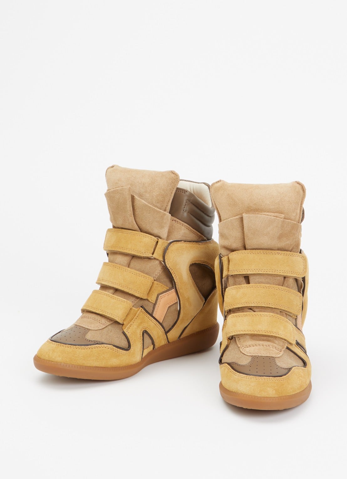 Isabel Marant Bekett sneakerwedge van kalfssuède - detail khaki