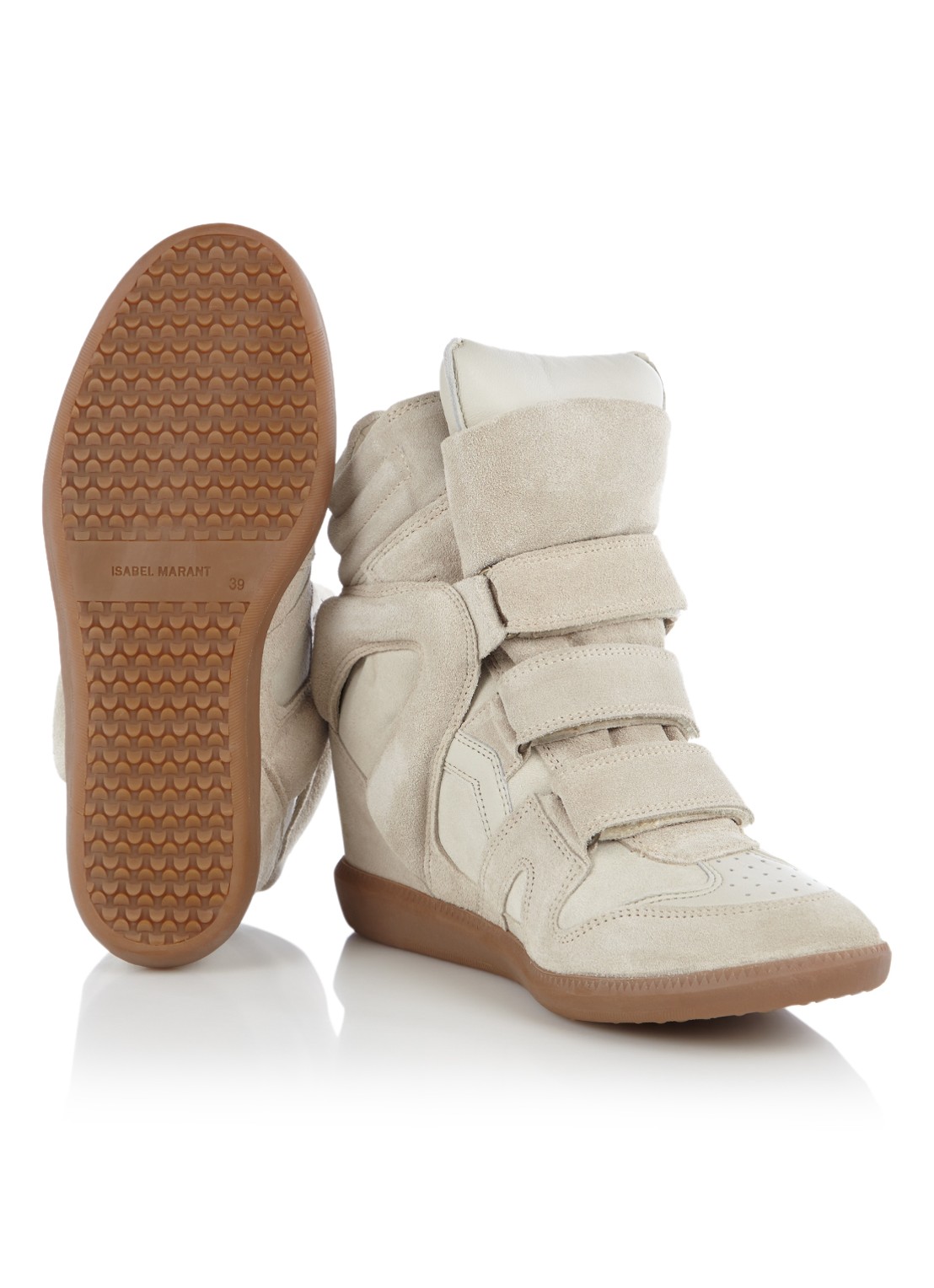 Isabel Marant Bekett sneakerwedge van suède - detail 5 ivoor
