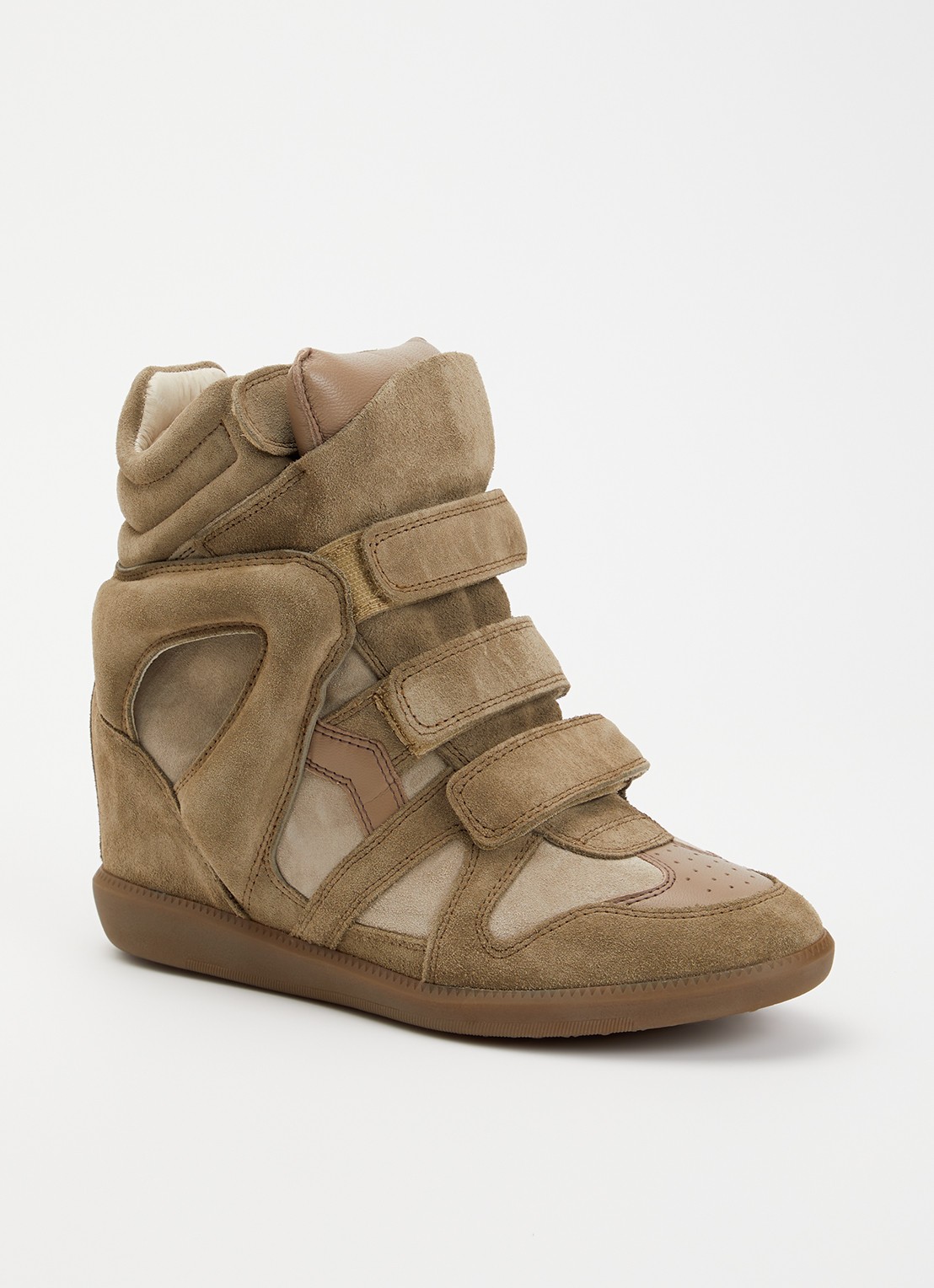 Isabel Marant Bekett sneakerwedge van suède - voorkant lichtbruin