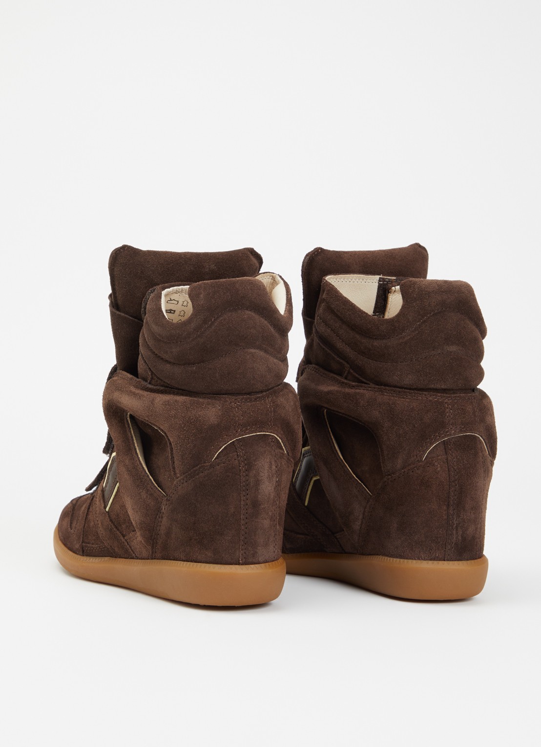 Isabel Marant Bekett sneakerwedge van suède - achterkant 6 chocoladebruin