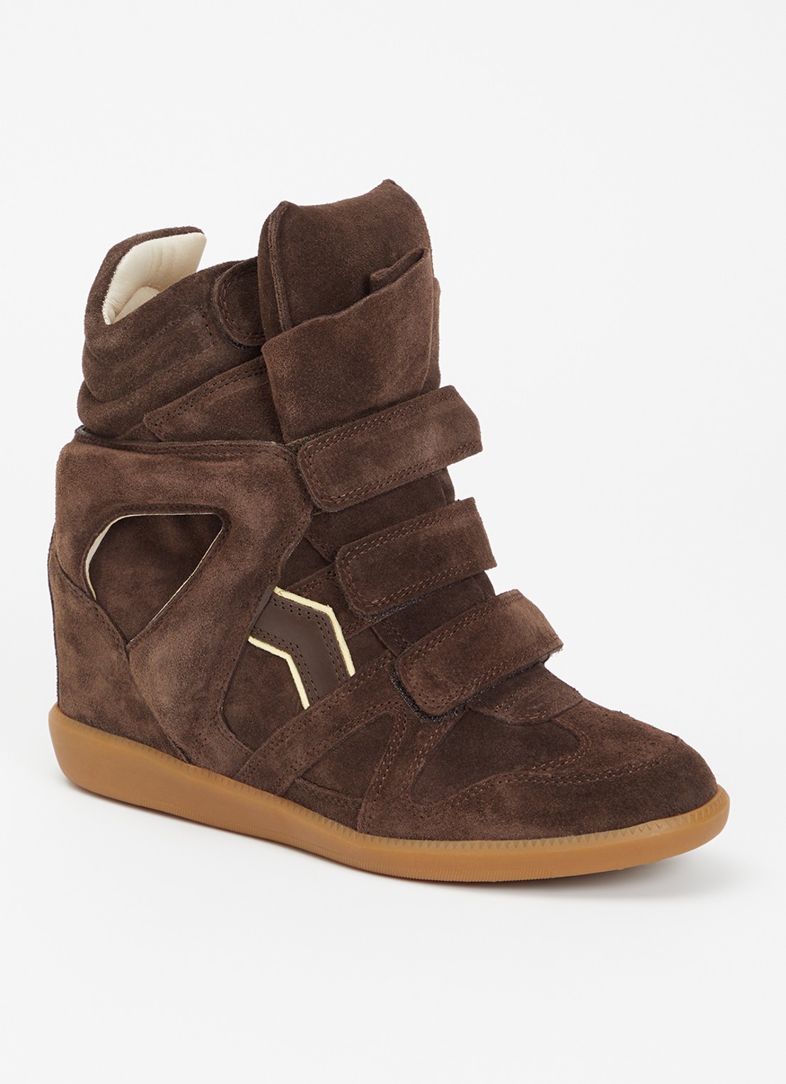 Isabel Marant Bekett sneakerwedge van suède - voorkant 4 chocoladebruin