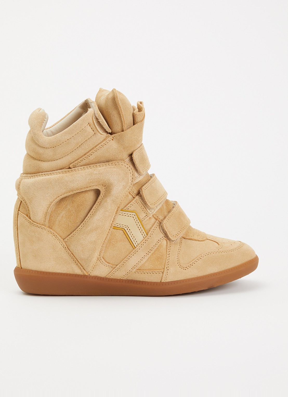Isabel Marant Bekett sneakerwedge van suède - voorkant beige