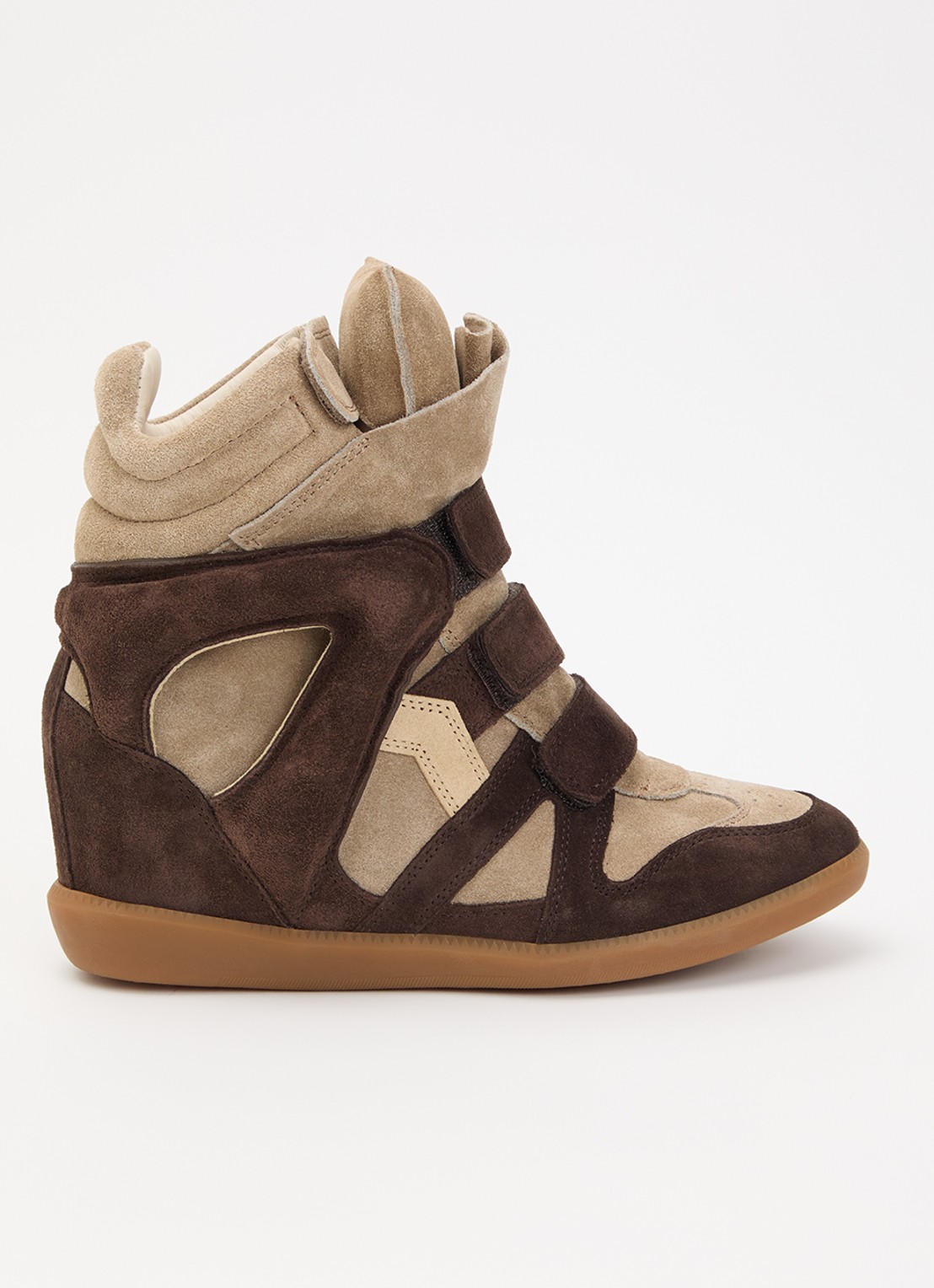 Isabel Marant Bekett sneakerwedge van suéde  - voorkant chocoladebruin