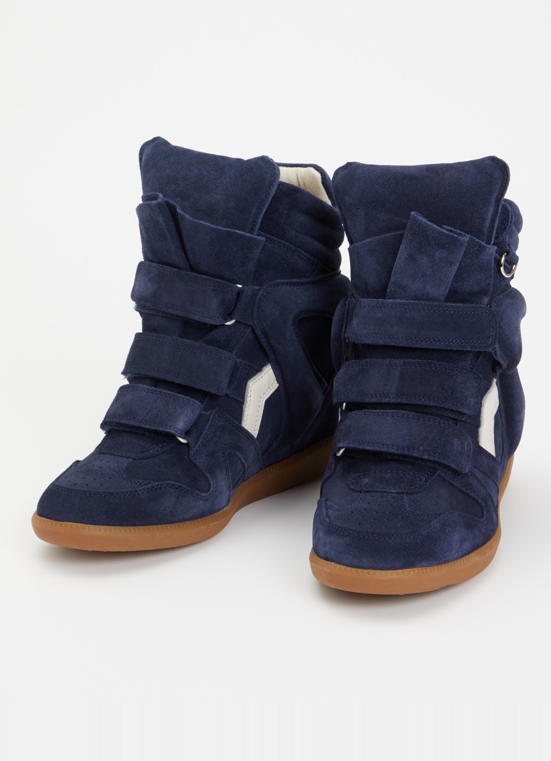 Isabel Marant Bekett sneakerwedge van suède - detail 3 donkerblauw