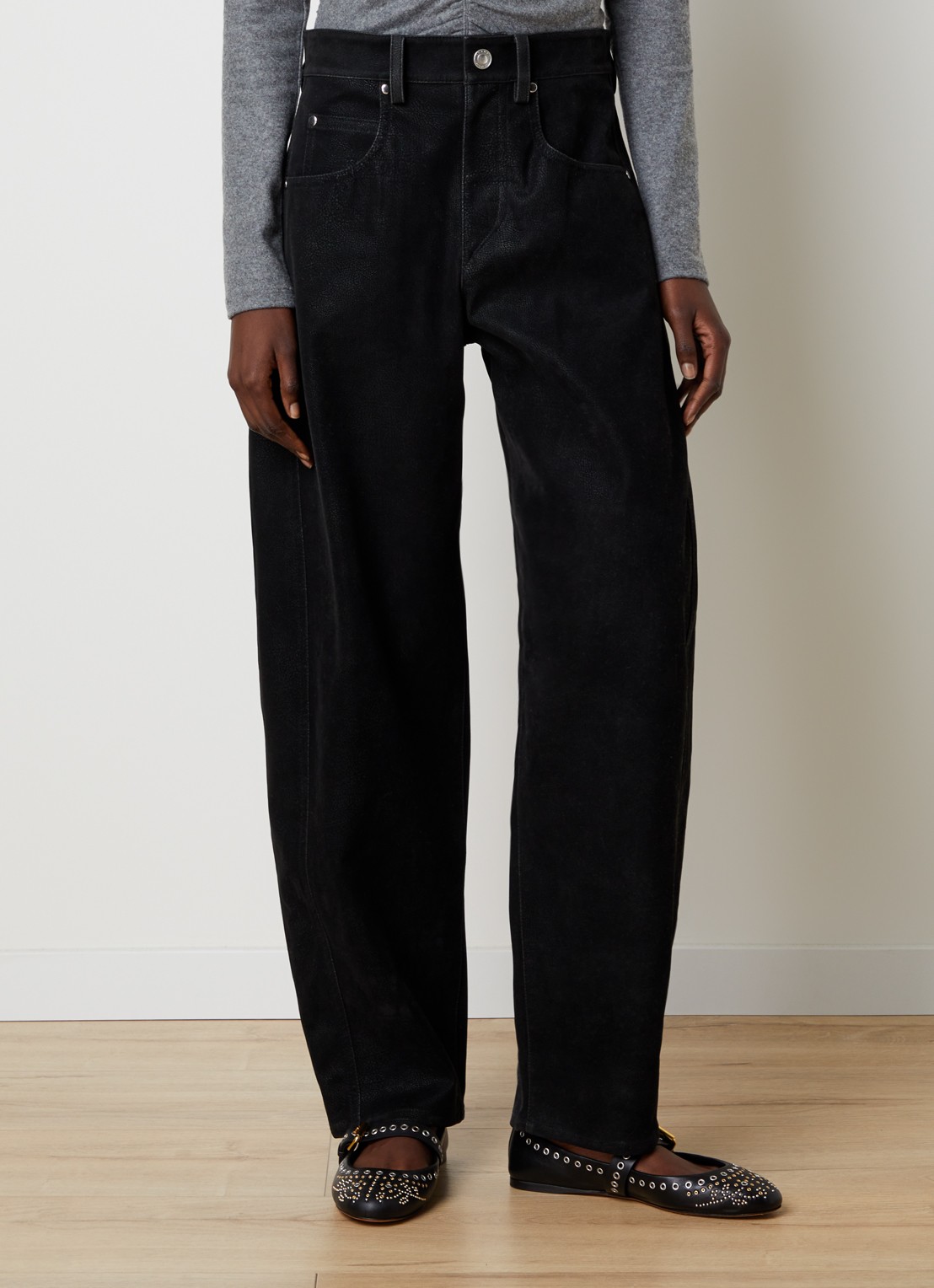 Isabel Marant Belky high waist straight leg jeans met steekzakken - detail 2 zwart