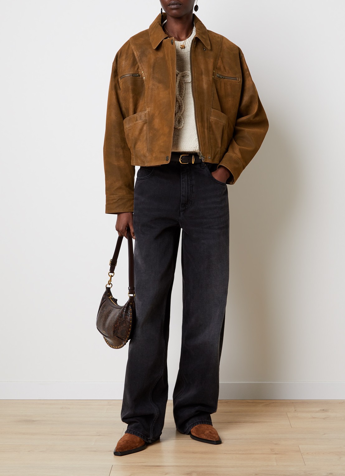 Isabel Marant Belma jack met steekzakken - voorkant 2 bruin