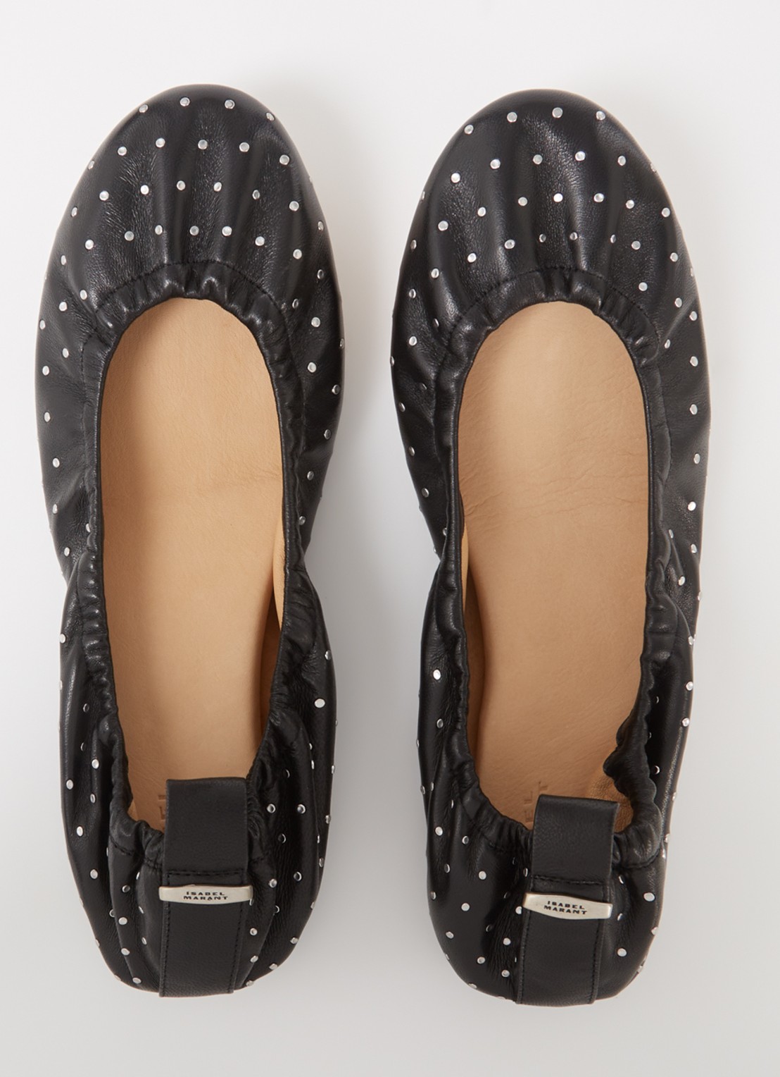 Isabel Marant Belna ballerina van leer met stippenprint - detail 5 zwart
