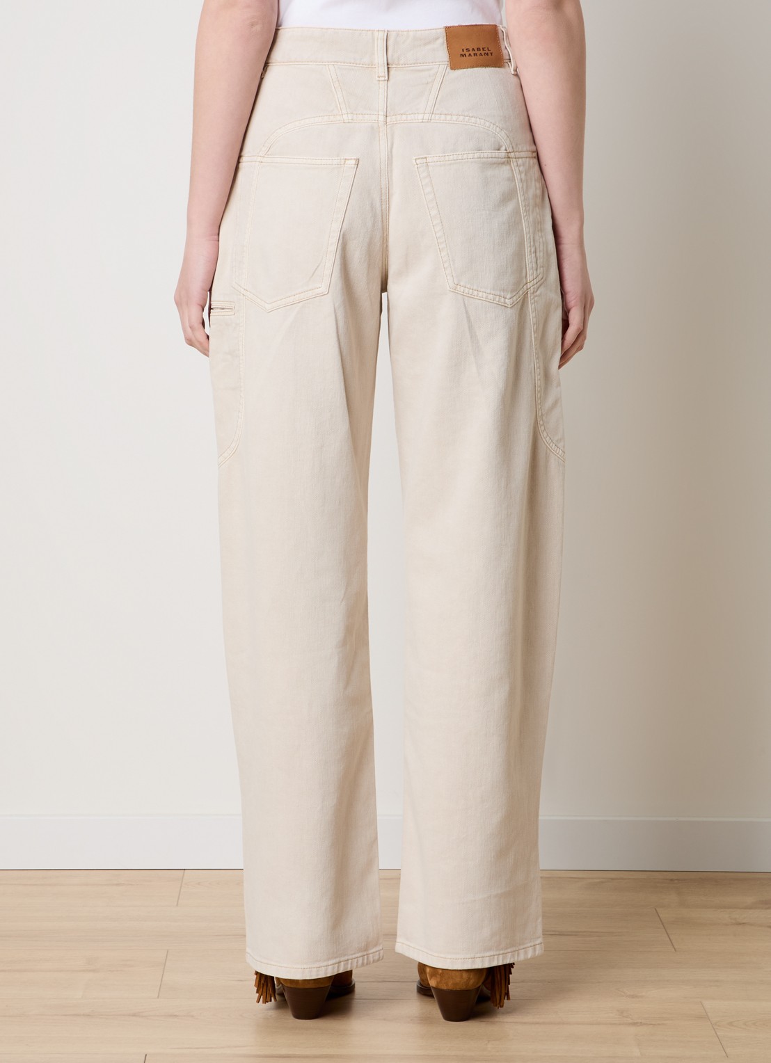 Isabel Marant Beryl high waist loose fit jeans met gekleurde wassing - achterkant 5 creme