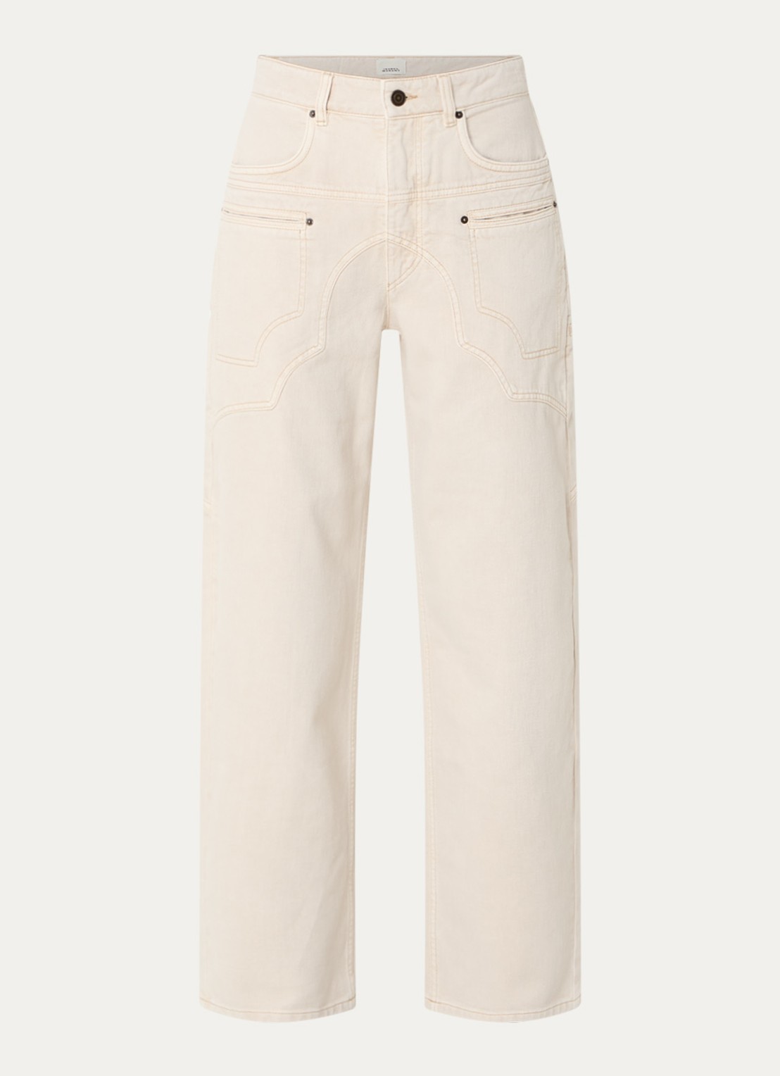 Isabel Marant Beryl high waist loose fit jeans met gekleurde wassing - voorkant 3 creme