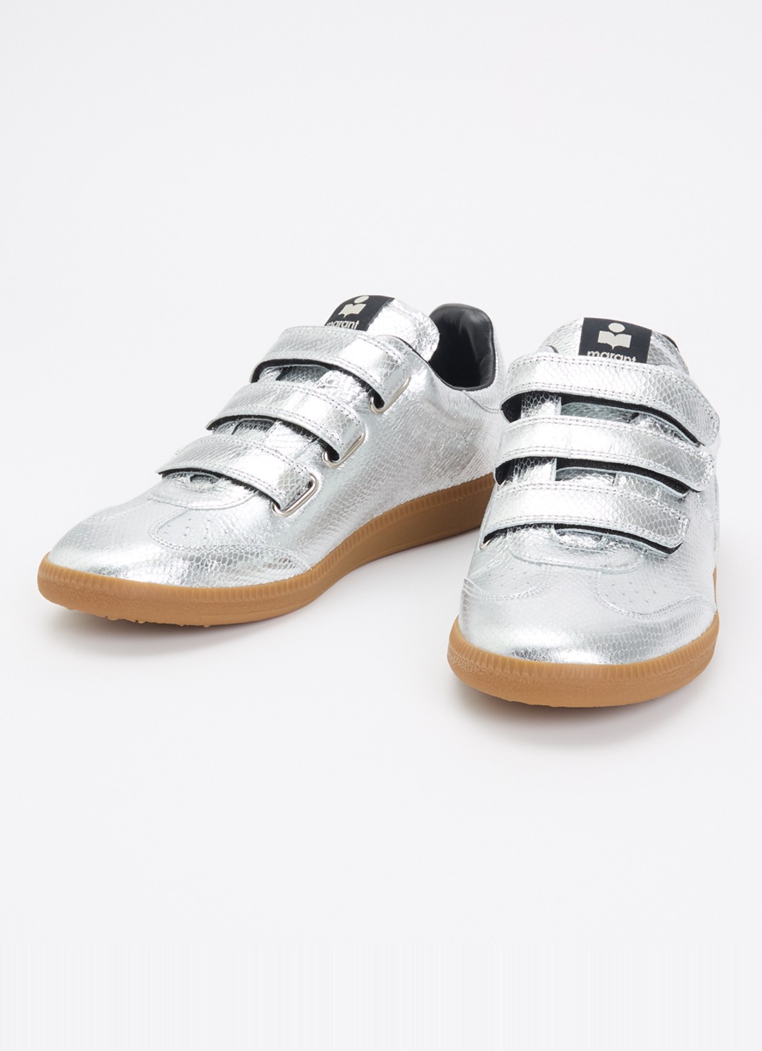 Isabel Marant Beth sneaker van kalfsleer met metallic finish - detail 2 zilver