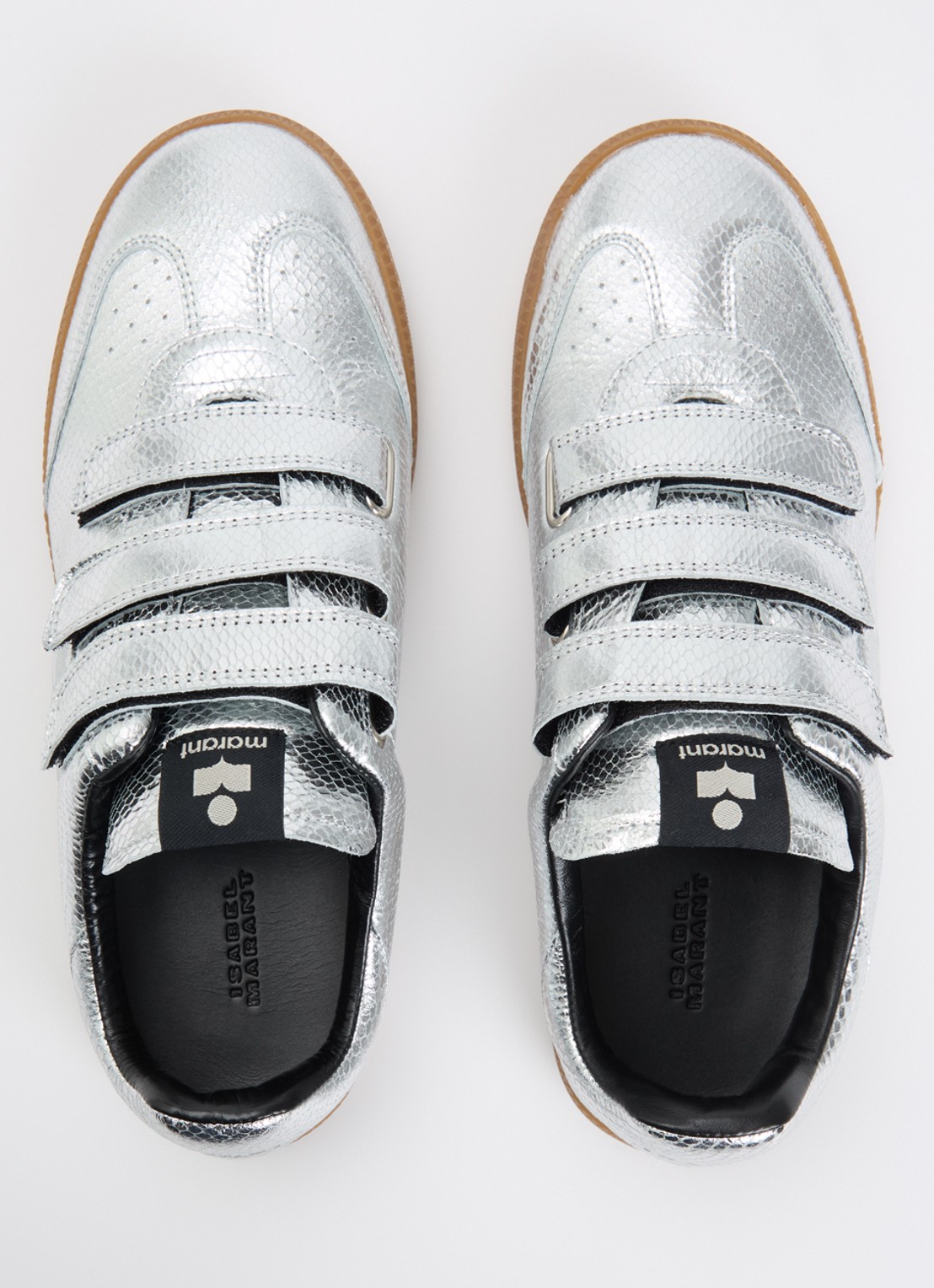 Isabel Marant Beth sneaker van kalfsleer met metallic finish - detail 3 zilver
