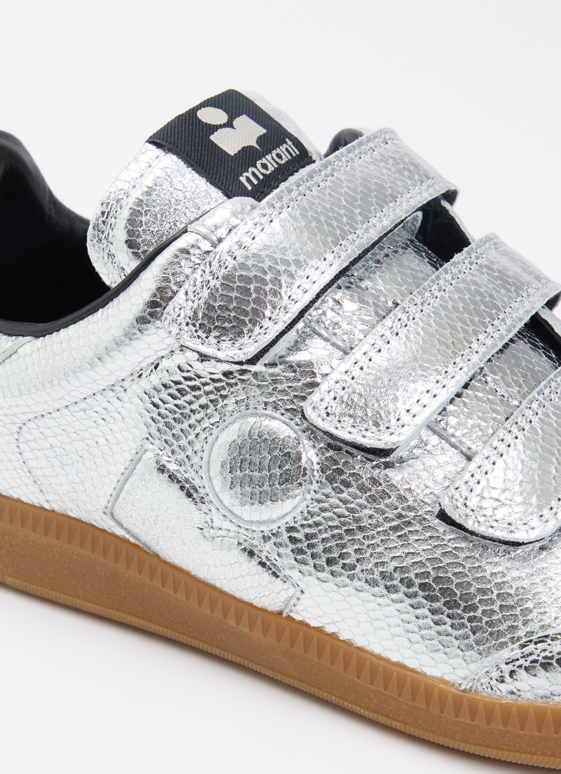 Isabel Marant Beth sneaker van kalfsleer met metallic finish - detail 5 zilver