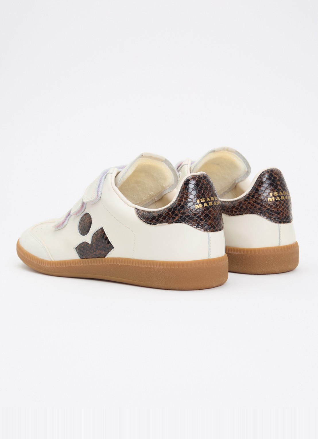 Isabel Marant Beth sneaker van kalfsleer met suède details - achterkant gebroken wit