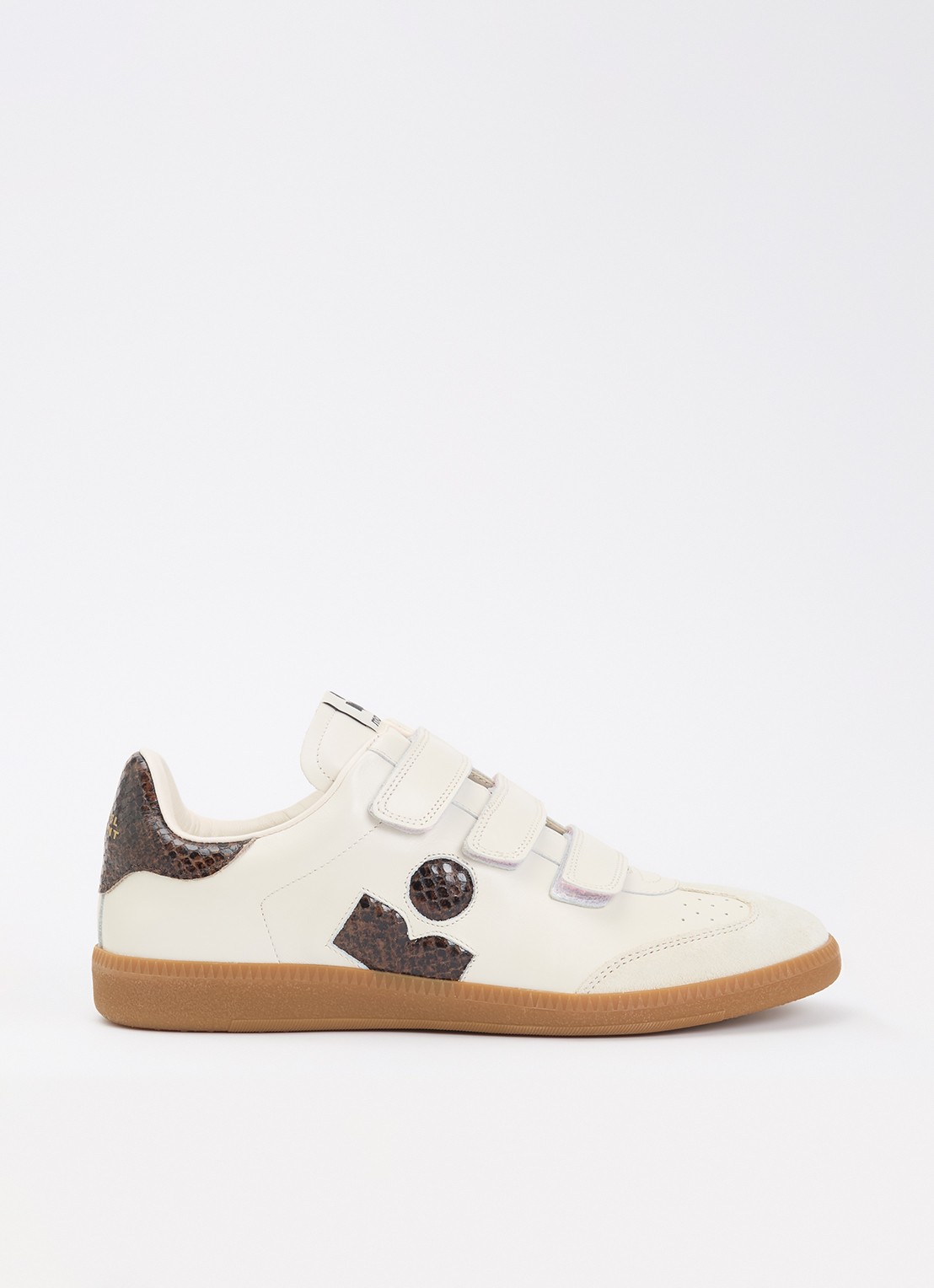 Isabel Marant Beth sneaker van kalfsleer met suède details - voorkant 2 gebroken wit