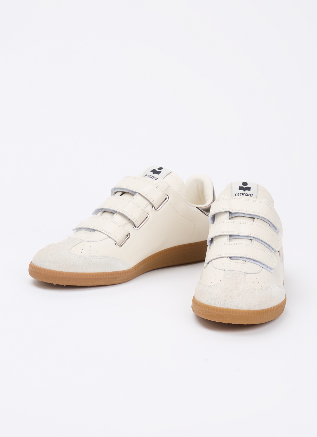 Isabel Marant Beth sneaker van leer met details van suède  - detail beige