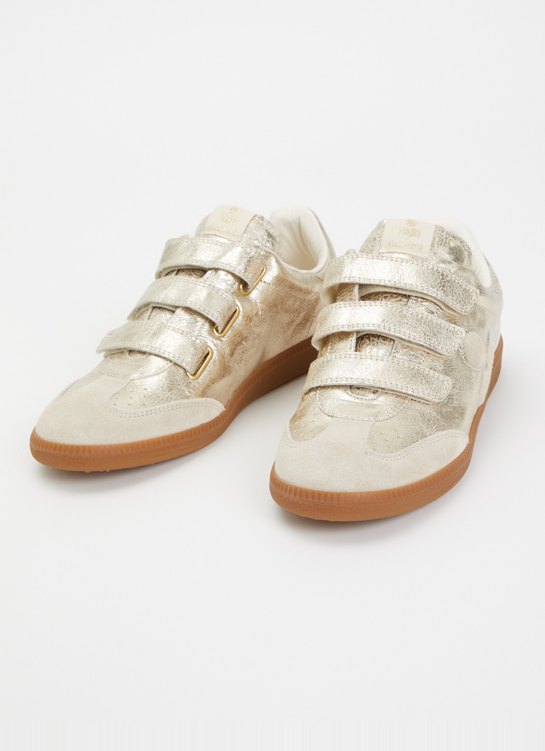 Isabel Marant Beth sneaker van schapenleer met metallic finish - detail 2 goud