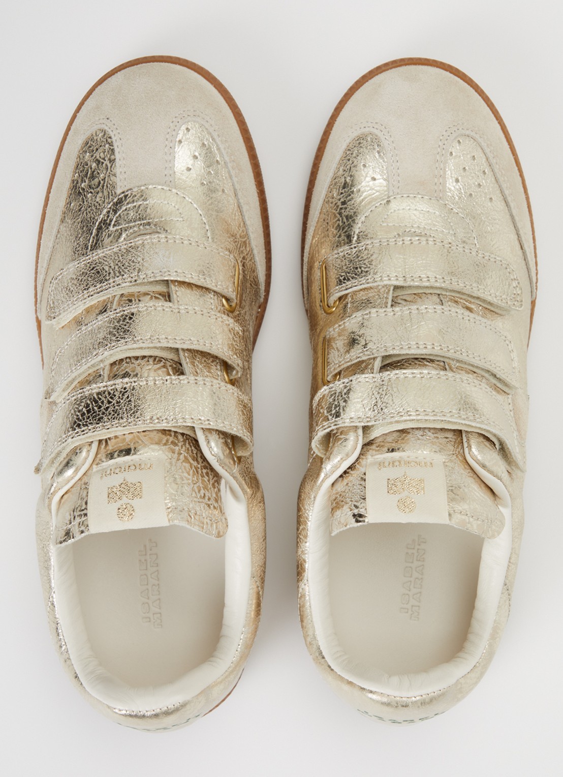 Isabel Marant Beth sneaker van schapenleer met metallic finish - detail 3 goud