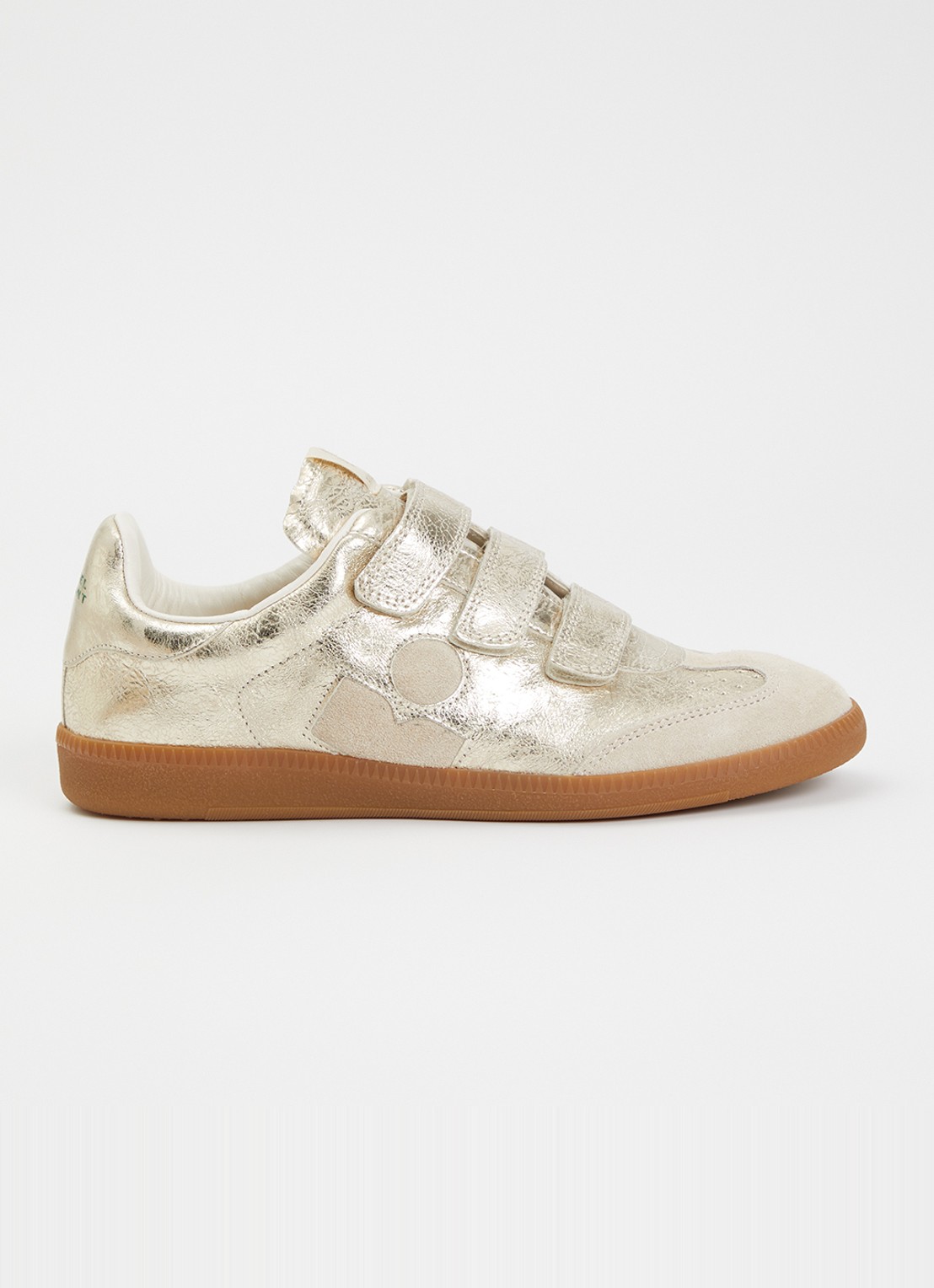 Isabel Marant Beth sneaker van schapenleer met metallic finish - voorkant 6 goud