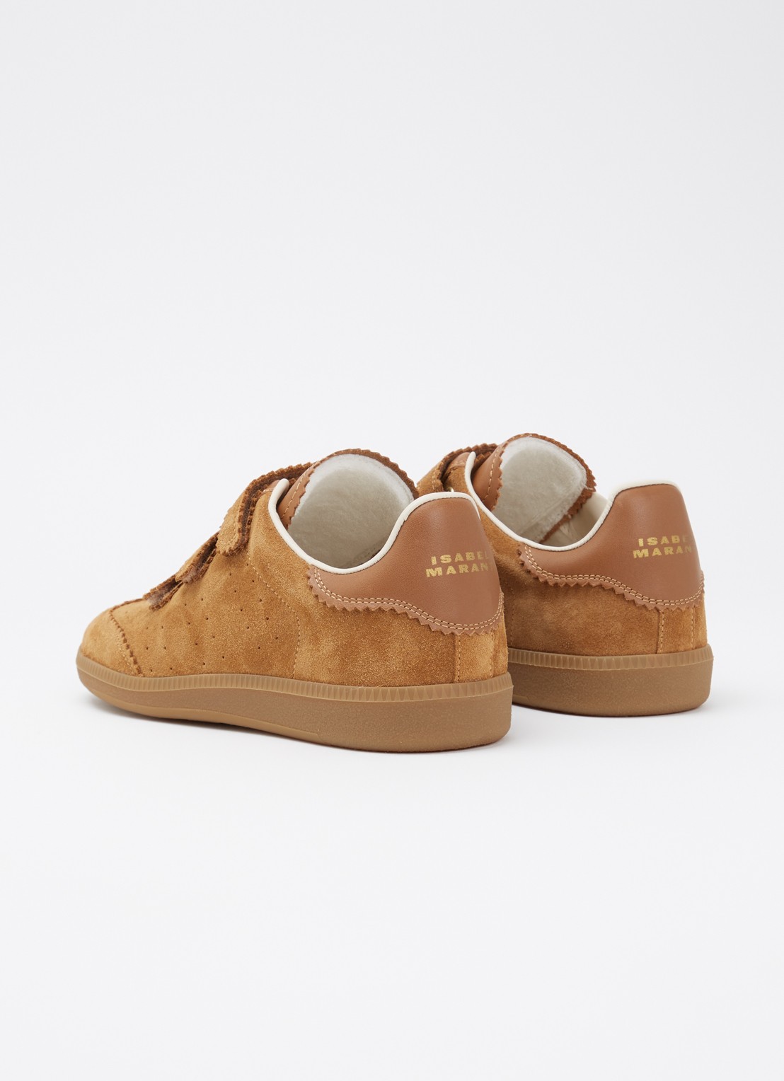 Isabel Marant Beth sneaker van suède met leren details - achterkant 7 cognac