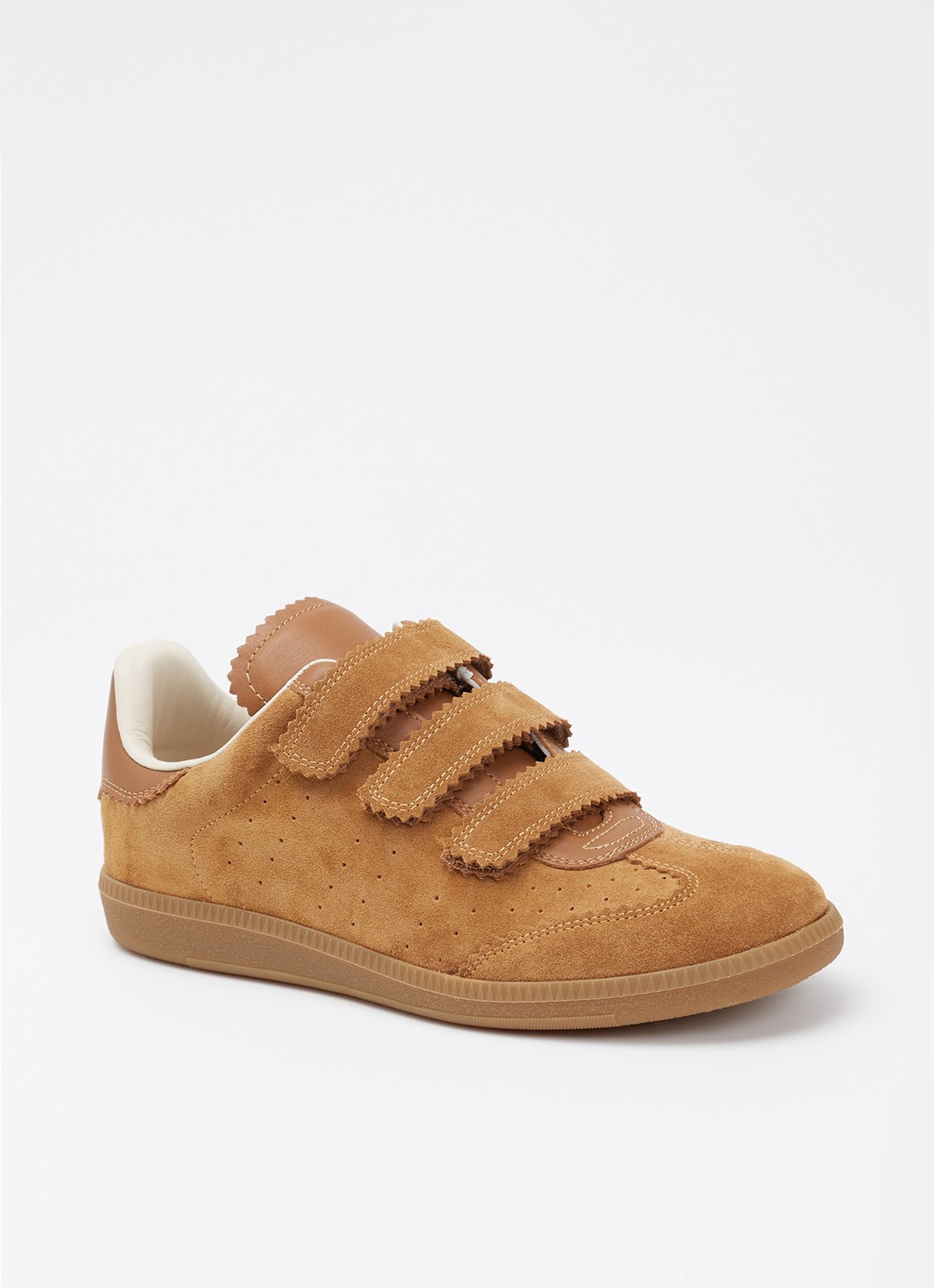 Isabel Marant Beth sneaker van suède met leren details - voorkant cognac