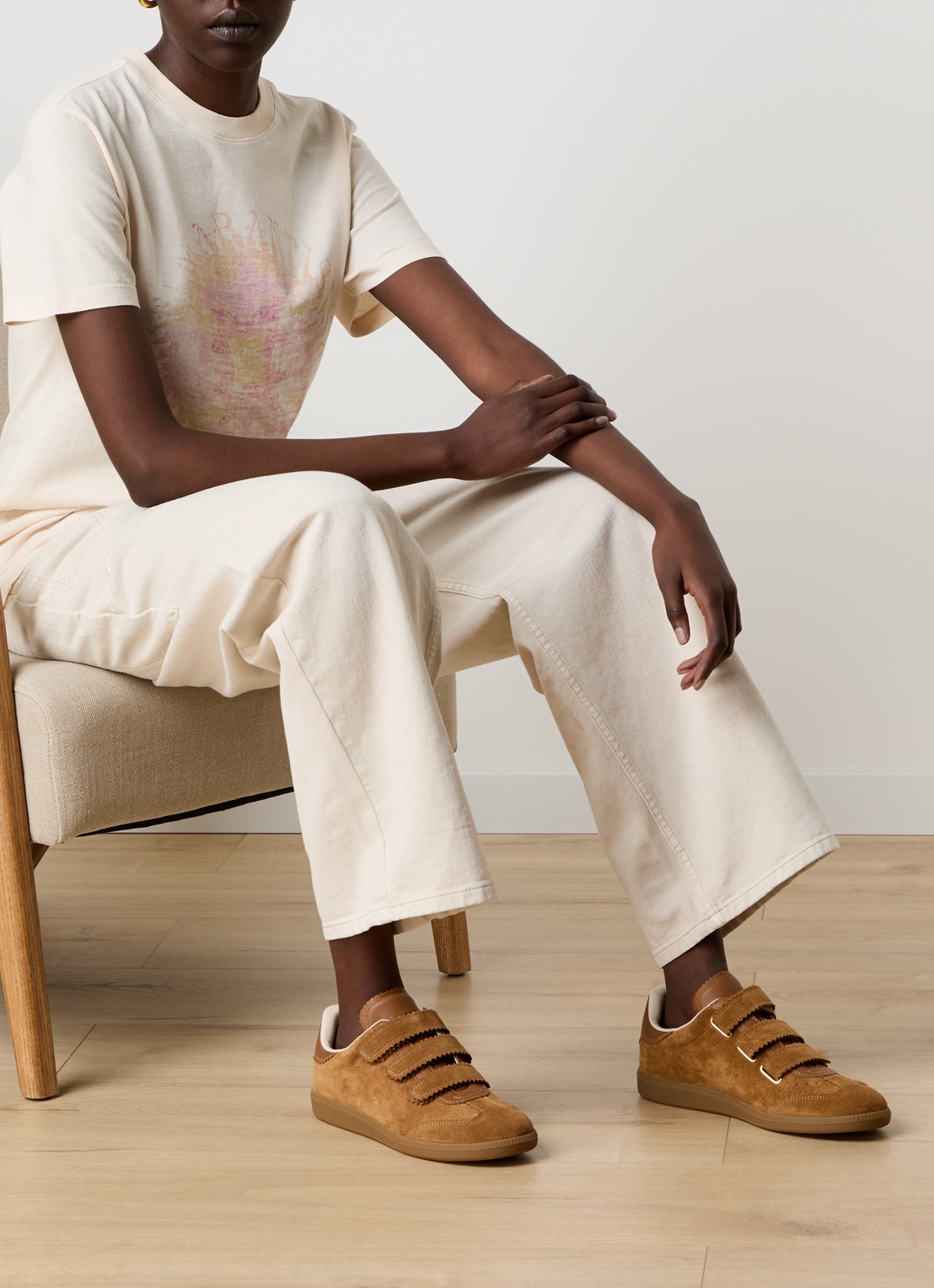 Isabel Marant Beth sneaker van suède met leren details - voorkant 2 cognac