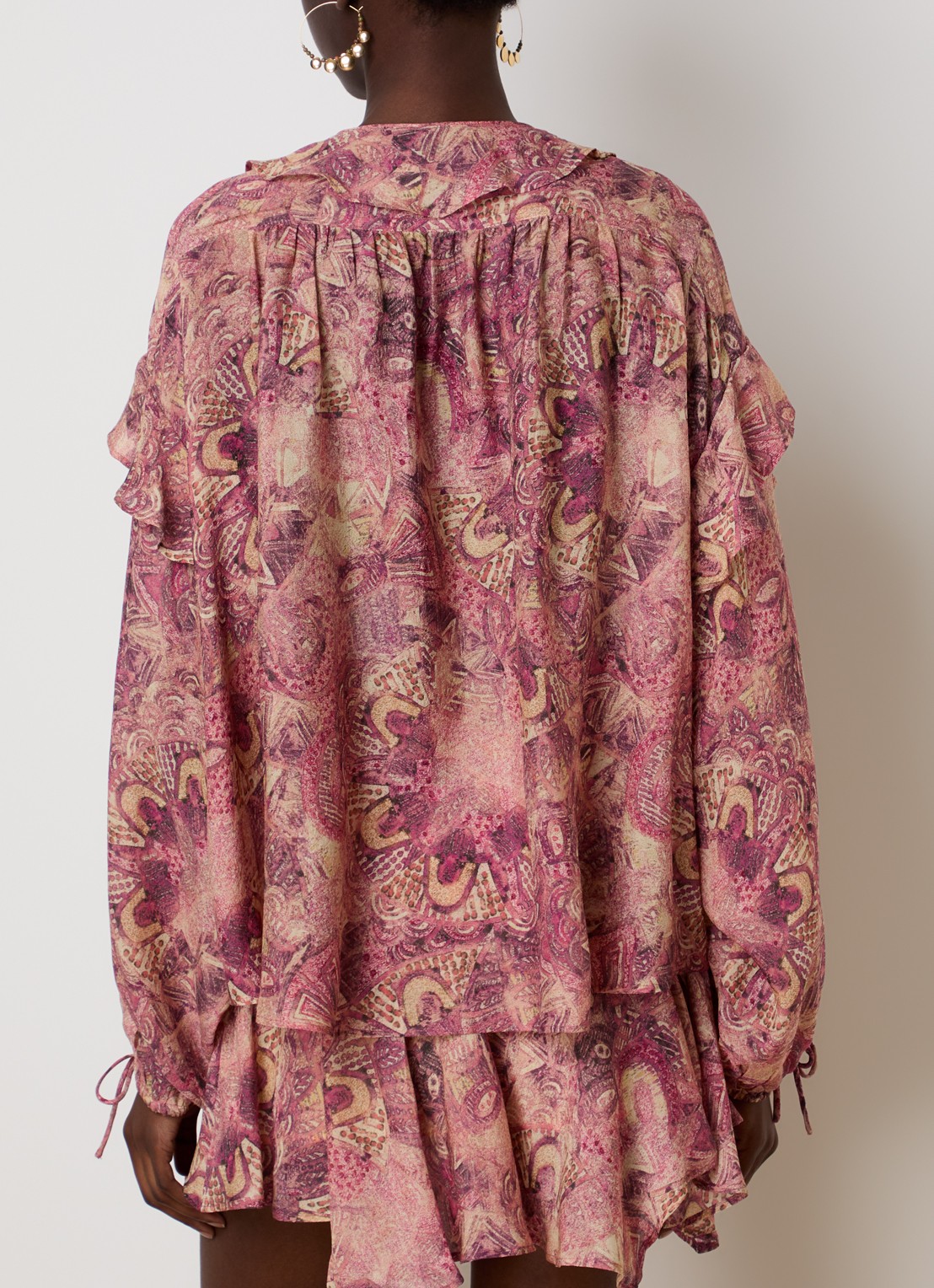 Isabel Marant Blouse van zijde met print - achterkant 5 donkerroze