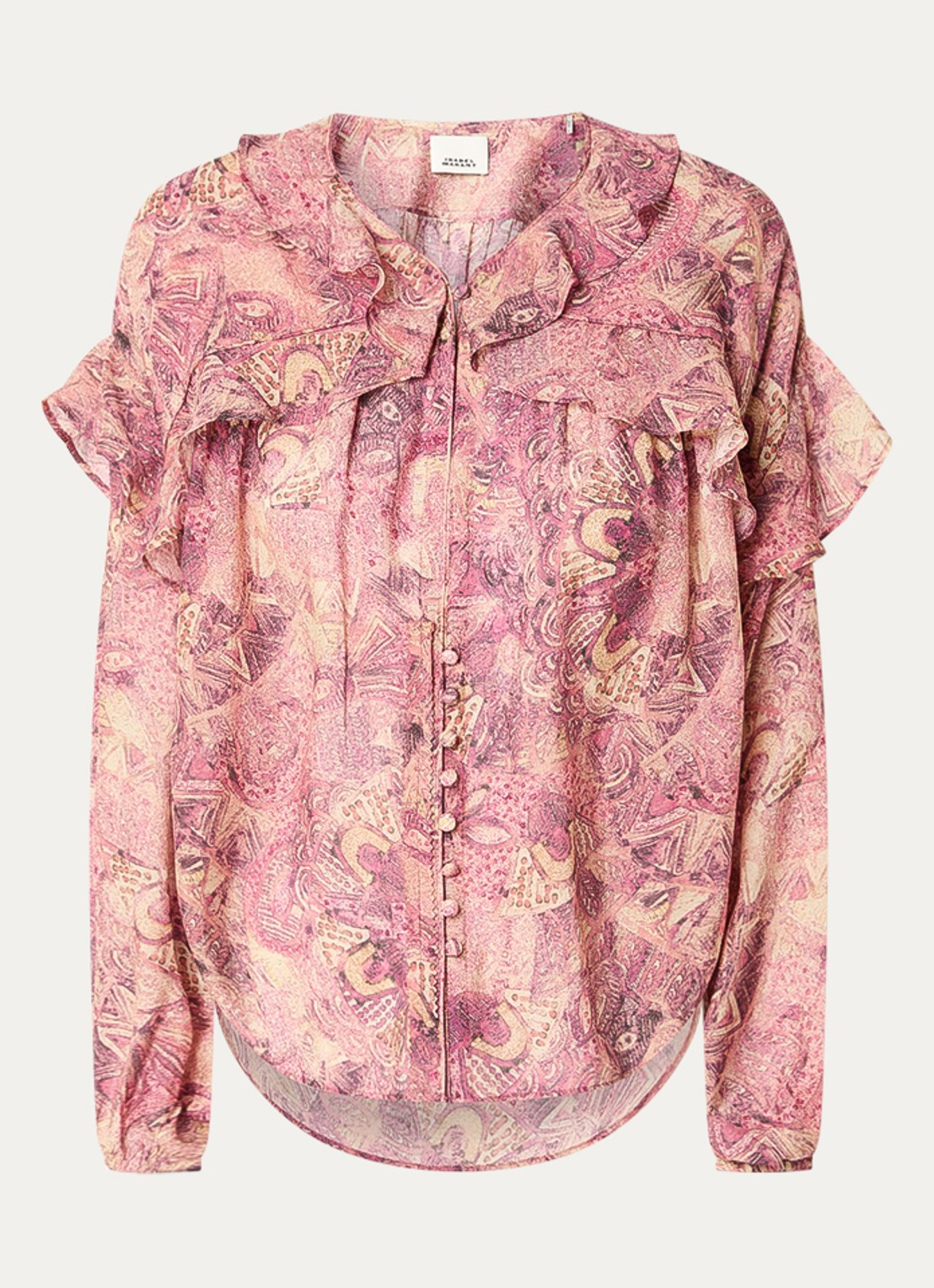 Isabel Marant Blouse van zijde met print - voorkant 3 donkerroze