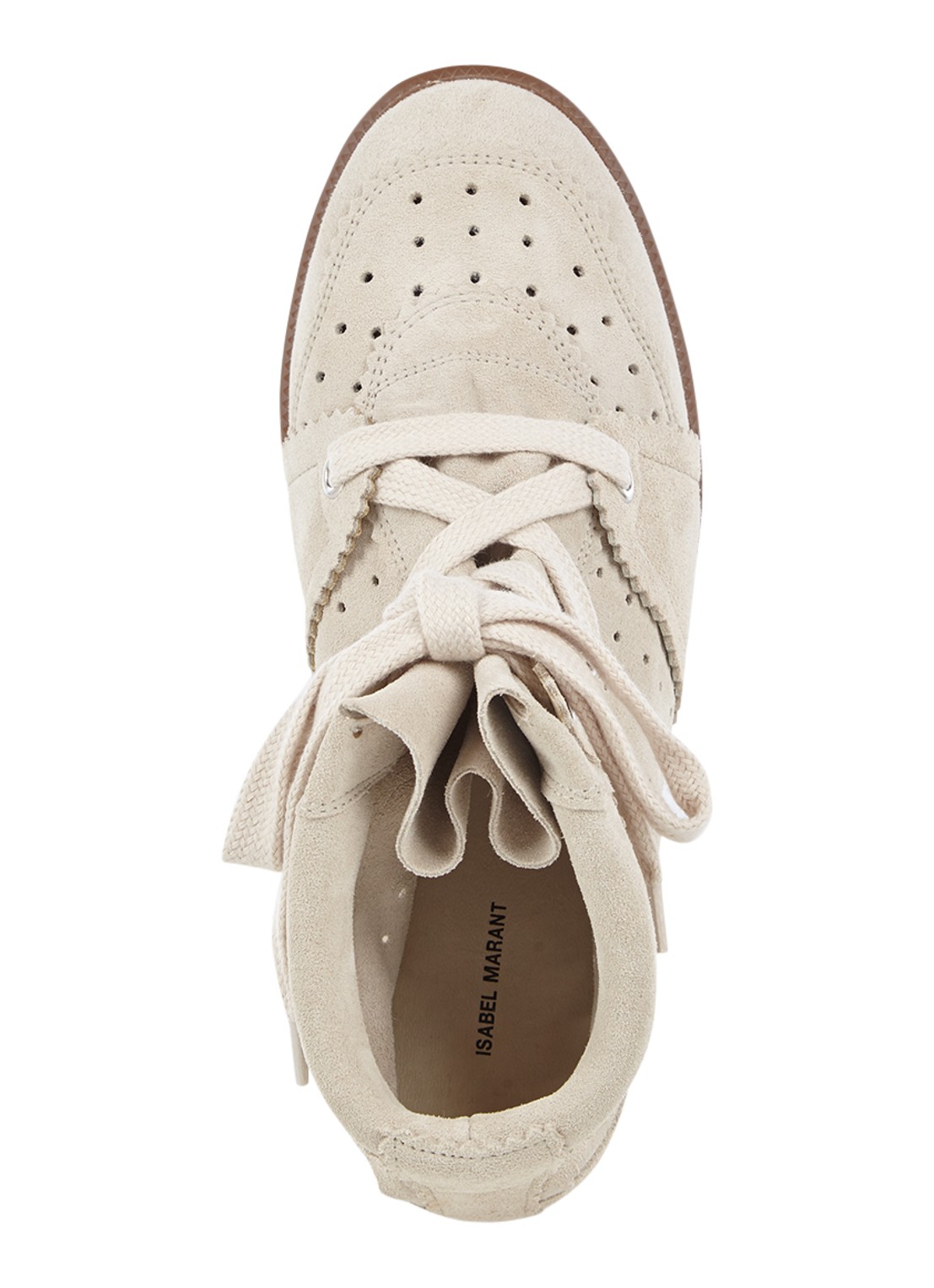 Isabel Marant Bobby sneakerwedge van kalfssuède - detail 5 gebroken wit