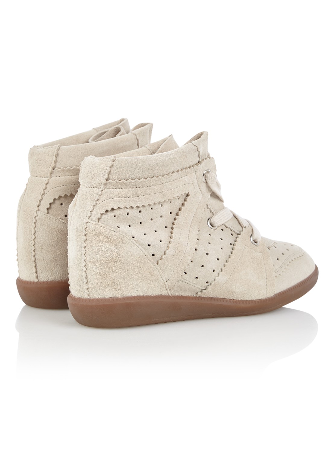 Isabel Marant Bobby sneakerwedge van kalfssuède - detail 6 gebroken wit