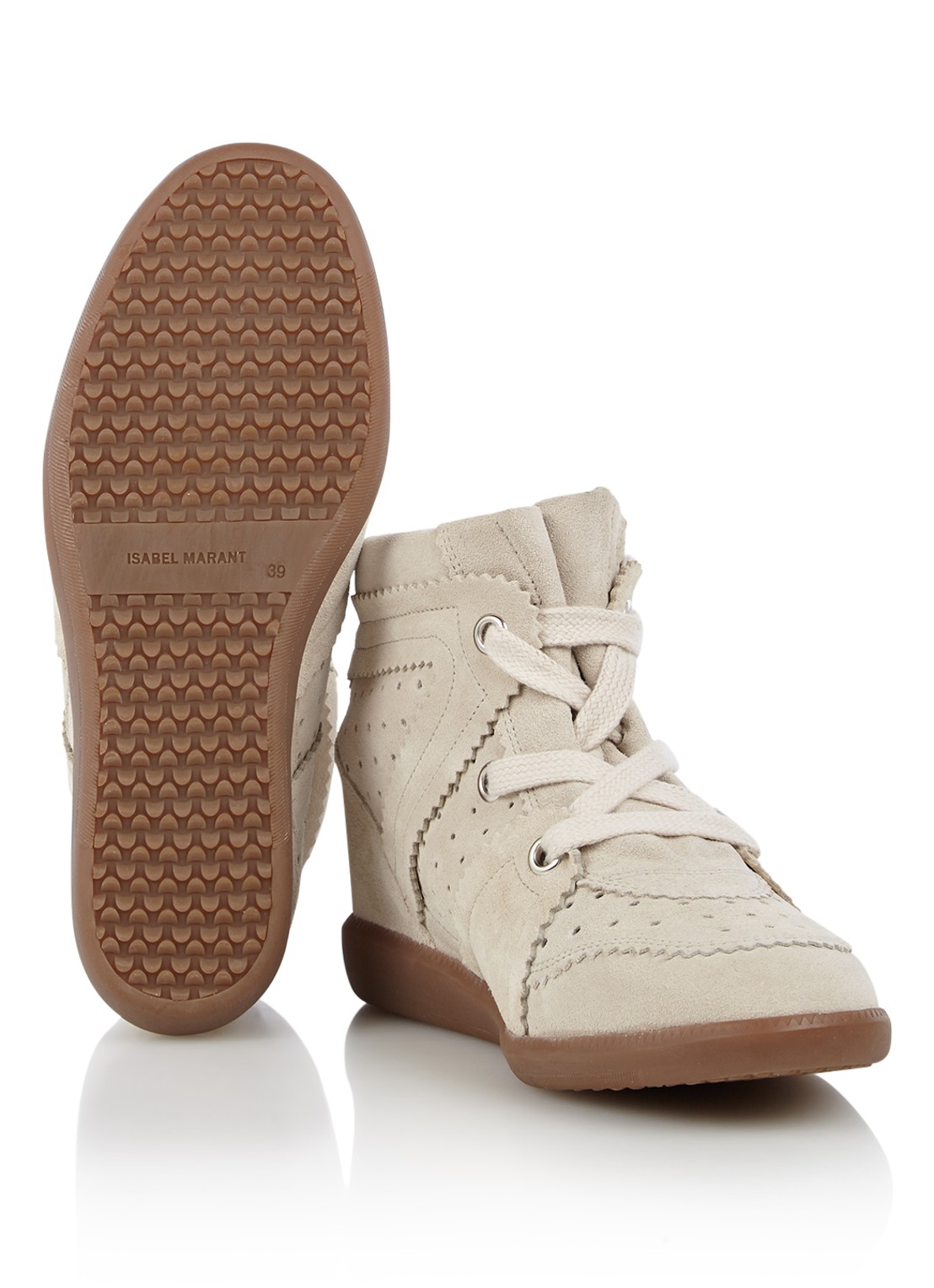 Isabel Marant Bobby sneakerwedge van kalfssuède - detail 7 gebroken wit