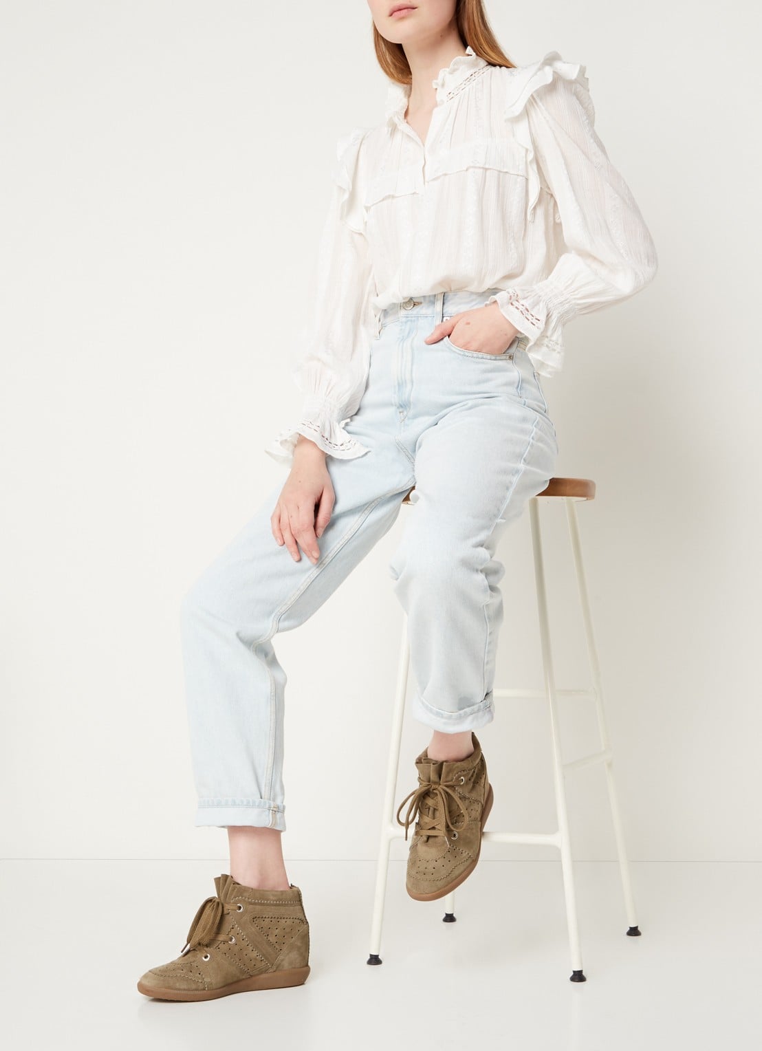 Isabel Marant Bobby sneakerwedge van kalfssuède - voorkant 5 bronsgroen
