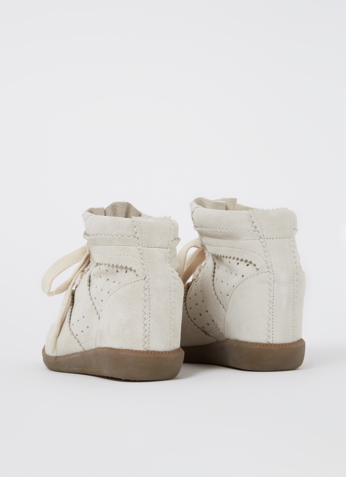 Isabel Marant Bobby sneakerwedge van kalfssuède - achterkant gebroken wit