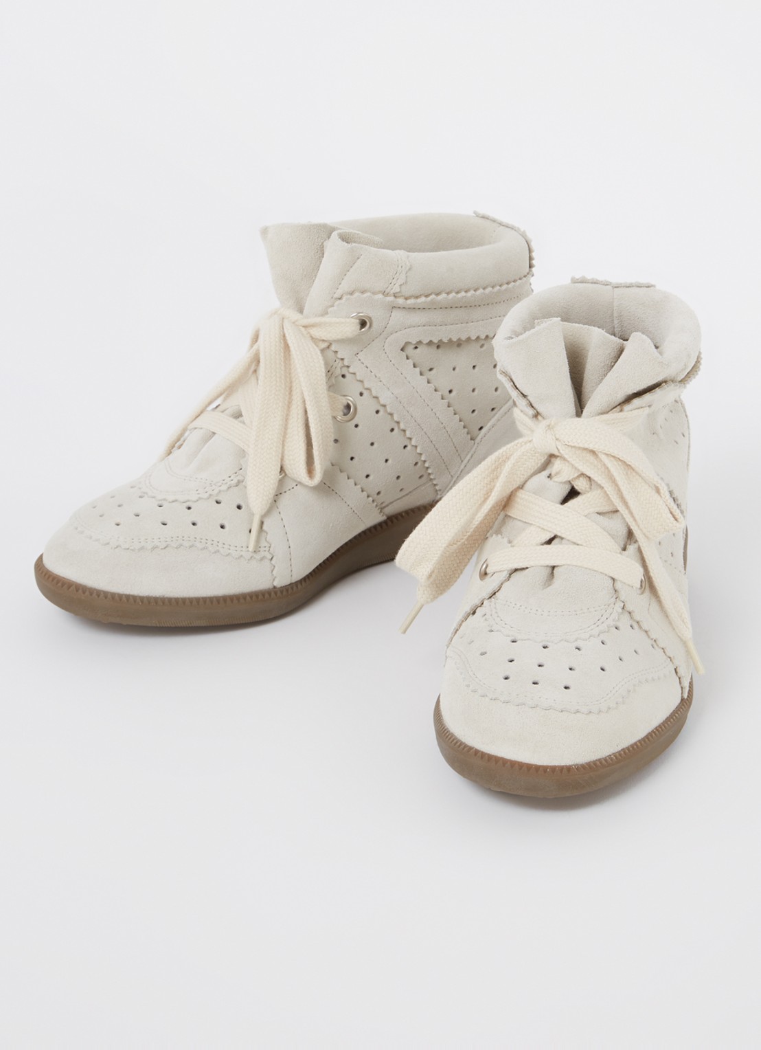Isabel Marant Bobby sneakerwedge van kalfssuède - detail 8 gebroken wit