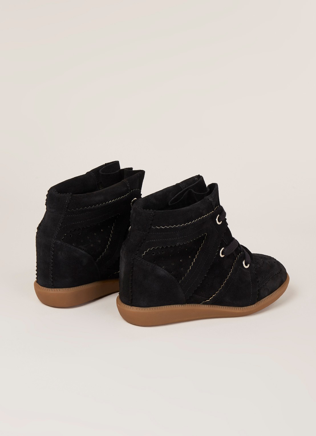 Isabel Marant Bobby sneakerwedge van kalfssuède  - detail zwart