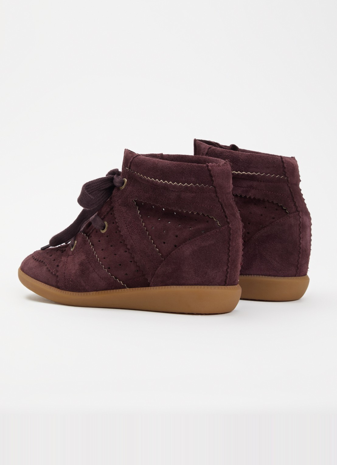 Isabel Marant Bobby sneakerwedge van kalfssuède  - achterkant 3 aubergine